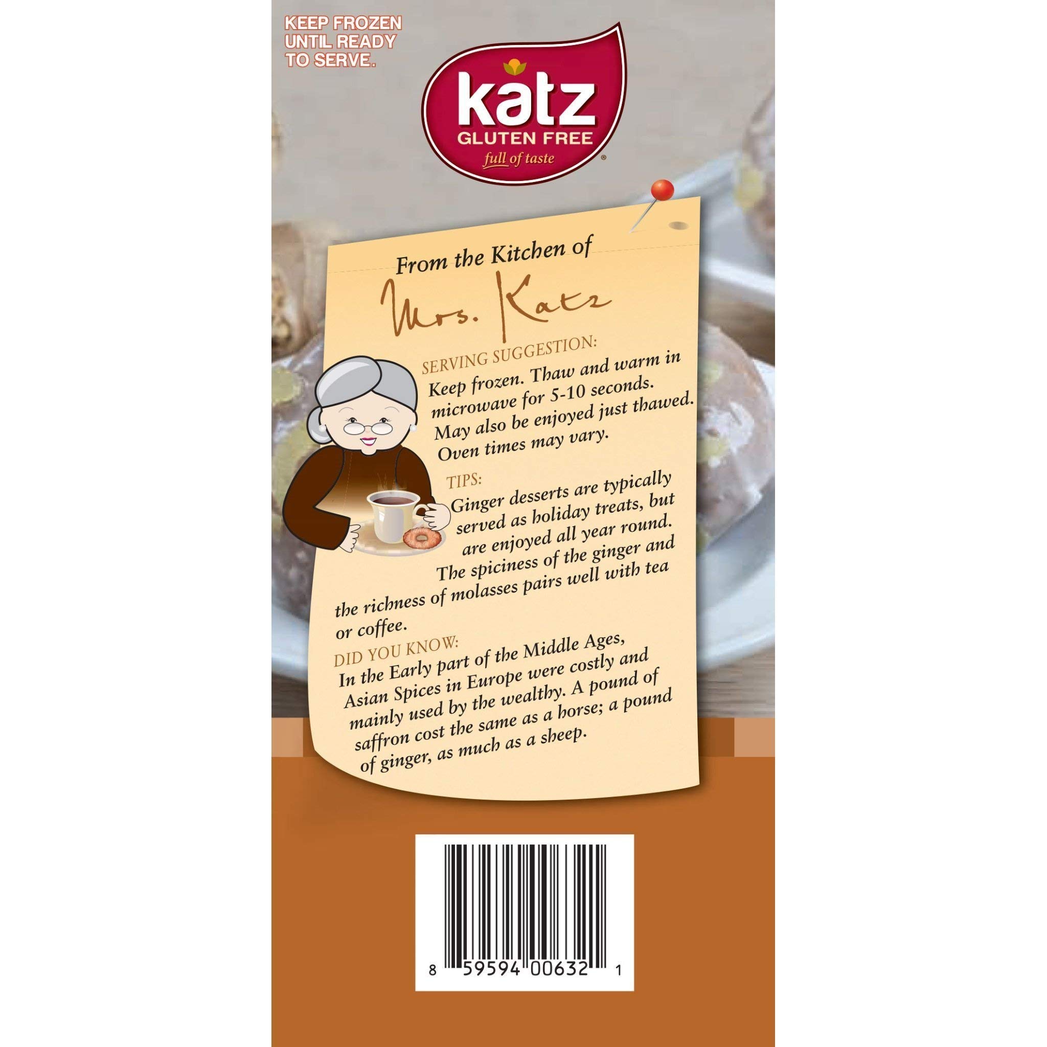 Katz Gluten Free Gingerbread Donuts - Dairy Free, Nut Free, Soy Free, Vegan & Kosher Certified (3 Packs of 6 Donuts, 10.5oz Each) - Perfect for Holiday Gifts, Parties & Celiac-Friendly Snacking
