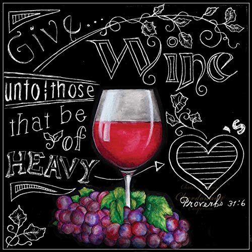 Chalkboard-Style Kitchen Wine Signs - Set of 4 White Framed 12x12 Inch Wall Art Prints for Home Decor - Ready to Hang - Perfect for Dining Room, Bar, or Wine Cellar Décor