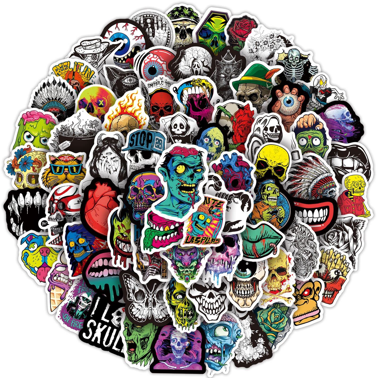 Anime Stickers for Teens - 200-Pack Horror Theme Waterproof Vinyl Decals for Notebook, Guitar, Luggage & Water Bottle - Cool Neon Sign Stickers for Room Decor, DIY Crafts & Gift Giving