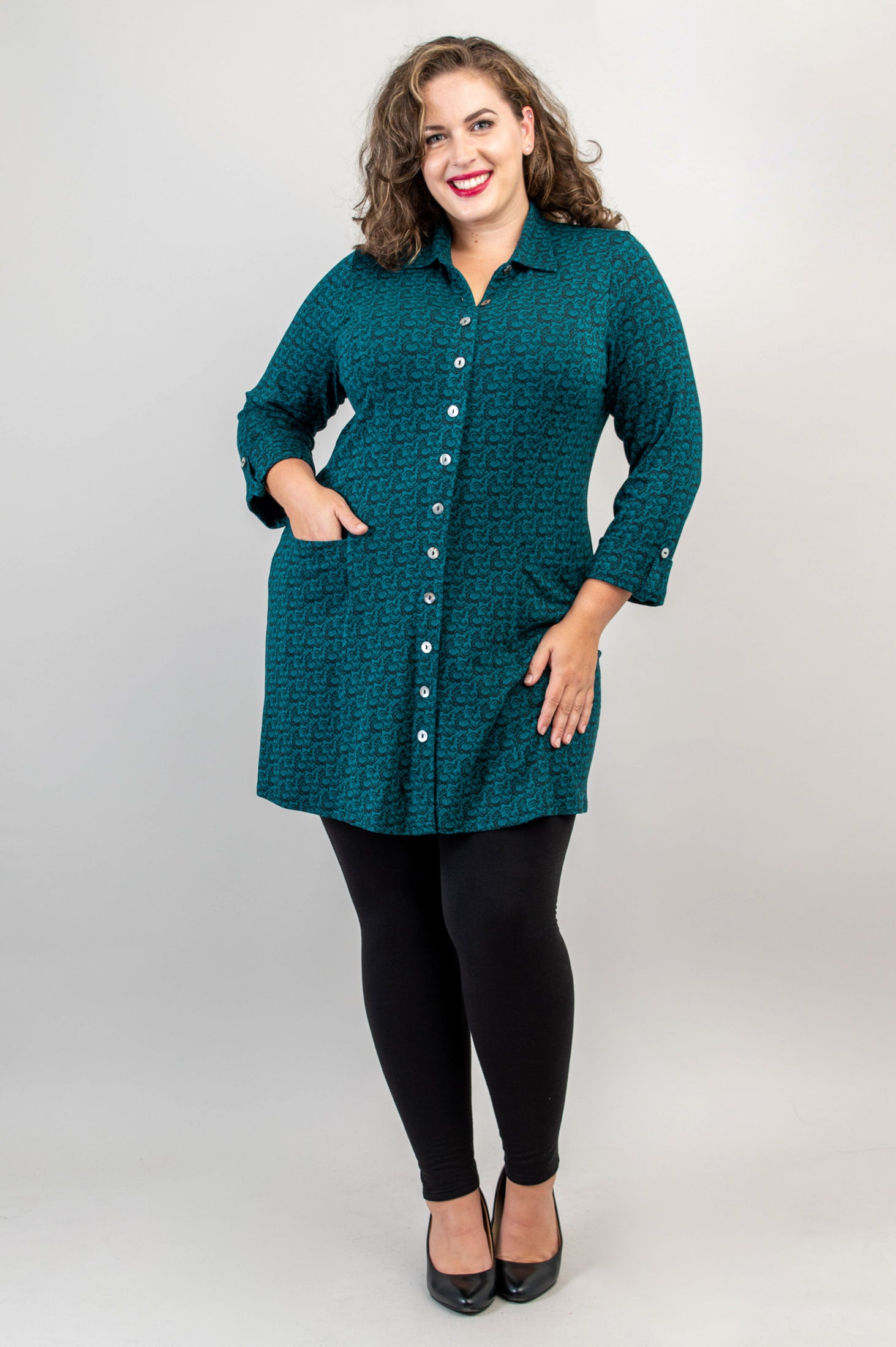 Charlie Tunic in Ocean Waves Print - Soft Bamboo Fabric Women's Top - Perfect for Beach Vacations & Summer Outings