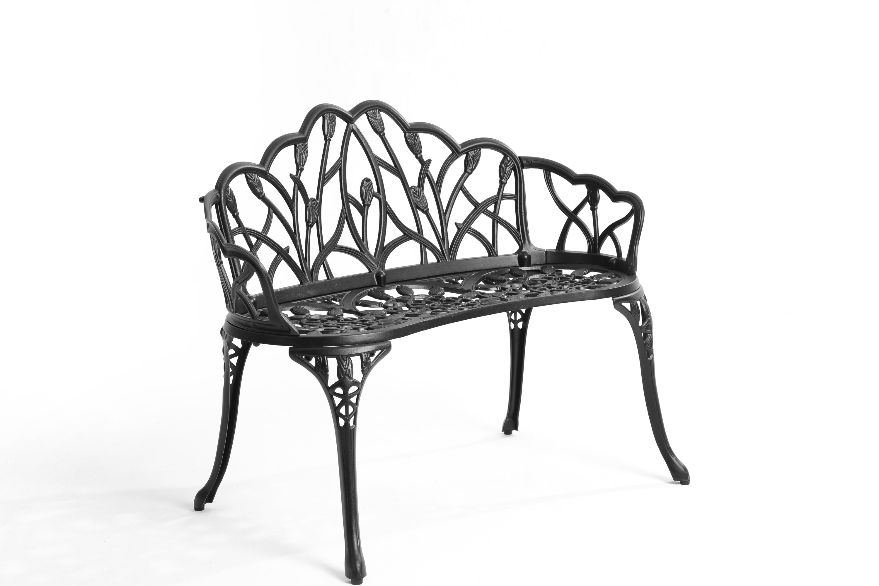 Heavy Duty Cast Aluminum Outdoor Bench - Rust-Resistant Garden Patio Furniture for Backyard, Park, and Deck Seating