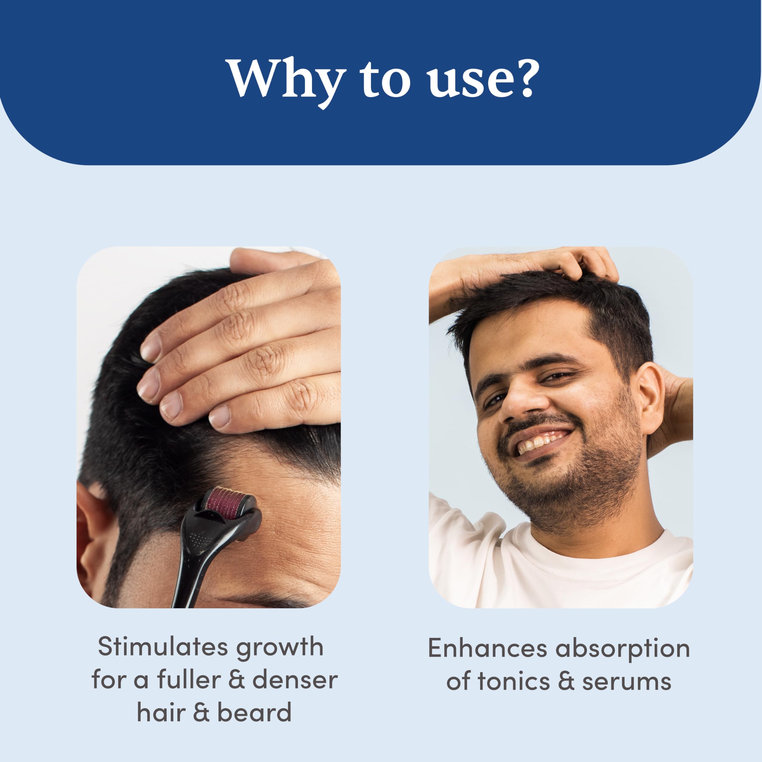 Derma Roller for Hair Growth - 540 Micro 0.5mm Titanium Needles with Disinfectant | Reduce Hair Loss & Stimulate Follicles | Safe & Effective Hair Care Tool | Perfect for At-Home Scalp Treatment & Beard Growth