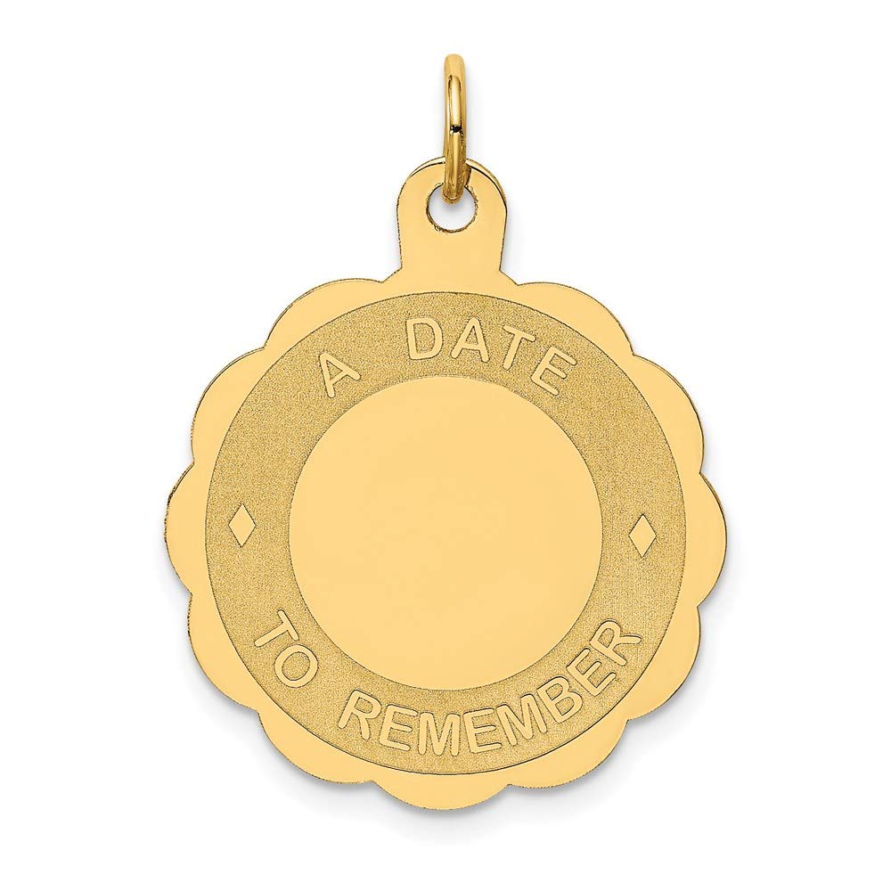 The Black Bow 14k Yellow Gold A Date to Remember Disc Charm or Pendant, 23mm - Perfect for Anniversary Gifts & Special Occasions