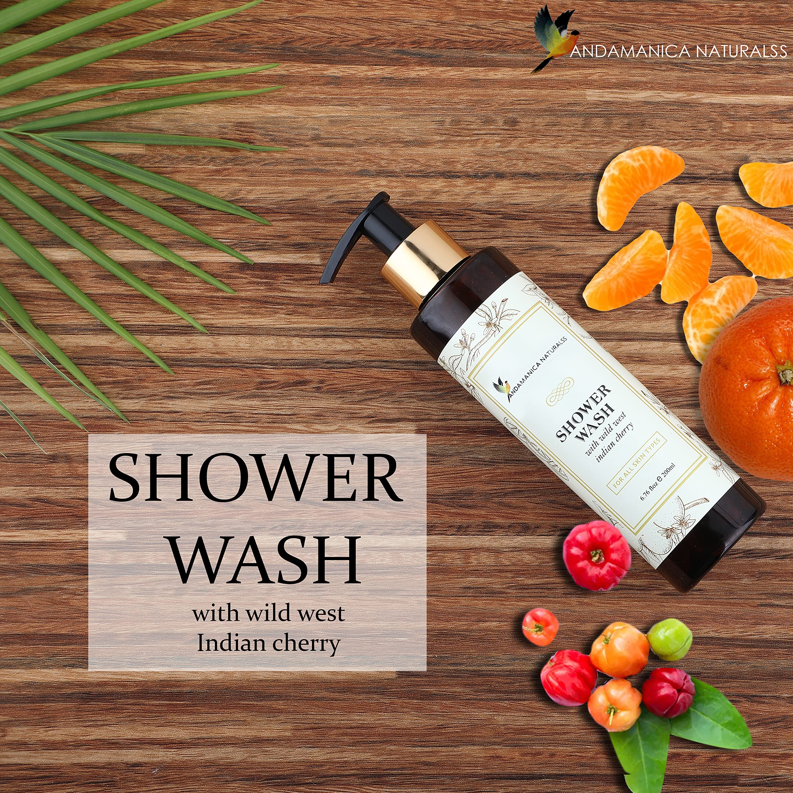 ANDAMANICA NATURALSS Ayurvedic Shower Gel - Sulfate & Paraben Free Body Wash for Women & Men - 200ml (Pack of 2) | Hydrating & Soothing Natural Ingredients for Daily Skincare & Relaxing Bath Time