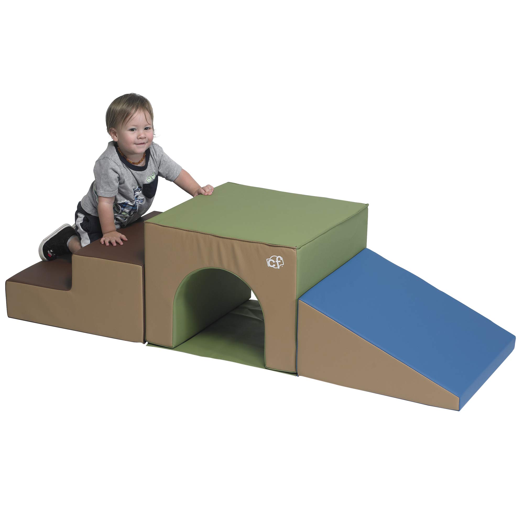 CF805-172 3-Piece Over & Under Tunnel Climber - Soft Indoor Play Climber for Toddlers & Babies | Safe Crawling & Climbing Toy for Daycare, Playroom & Home