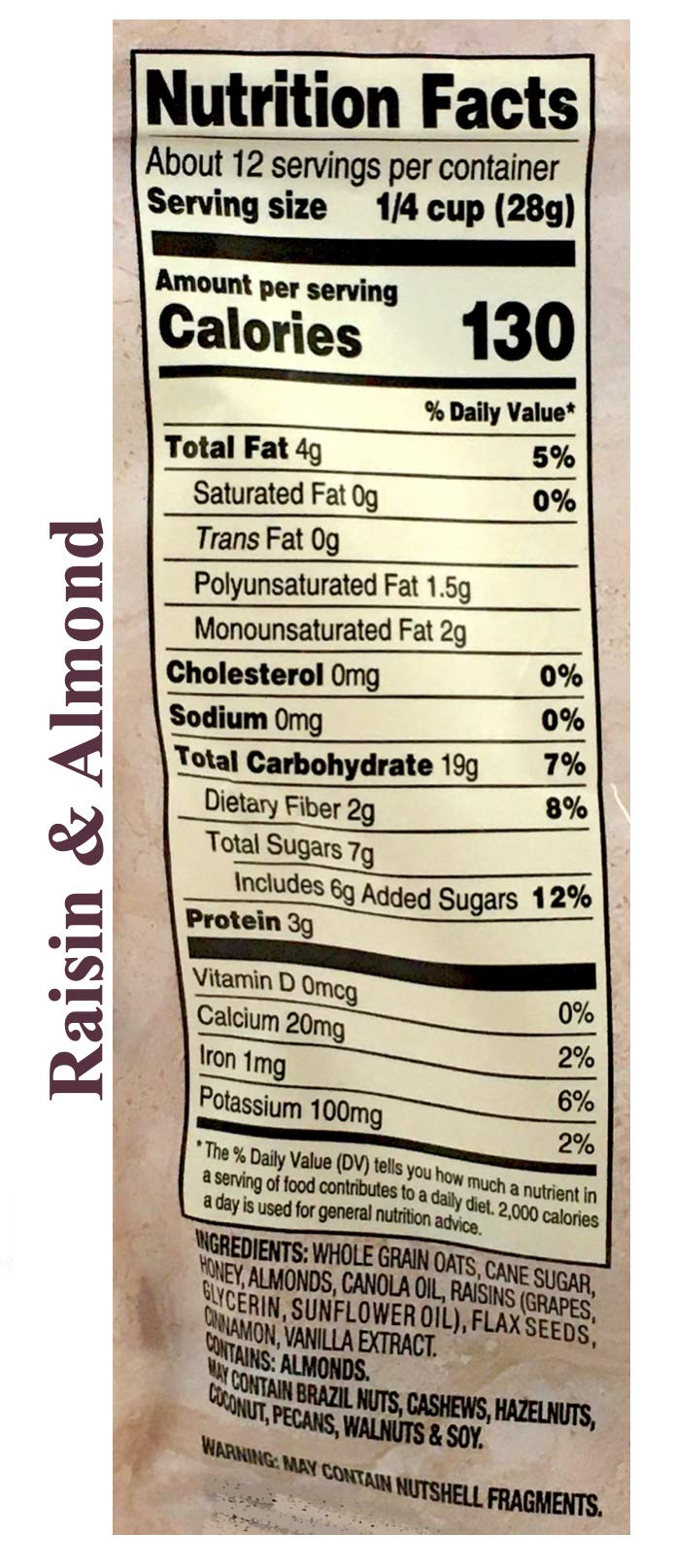 Gluten Free Certified Honey Granola - 2 Pack (12oz Each) | 100% Whole Grain, Non-GMO, Wheat Free, Cholesterol Free | Cranberry Cashew & Raisin Almond Flavors | Healthy Breakfast, Snacks for Hiking, Office, School Lunch