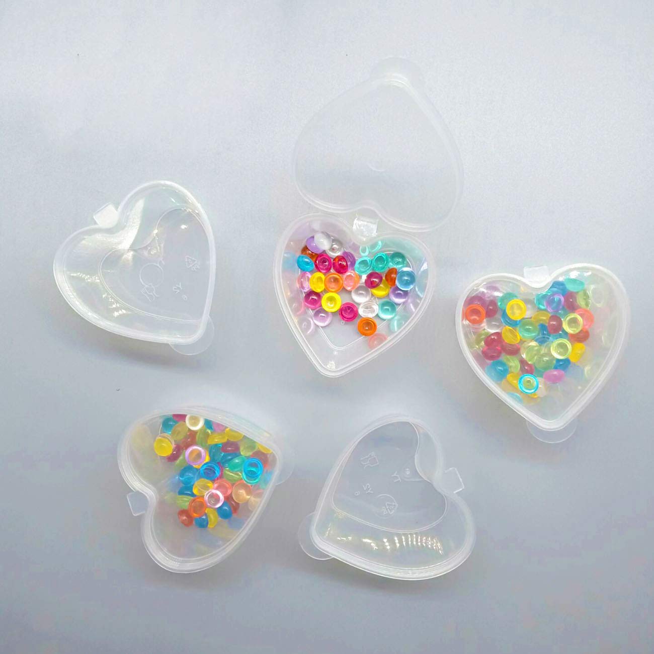 40 Pack Heart Shaped Slime Storage Containers with Lids - 20g Slime DIY Craft Supplies for Kids Art Projects, Party Favors & Sensory Play Activities