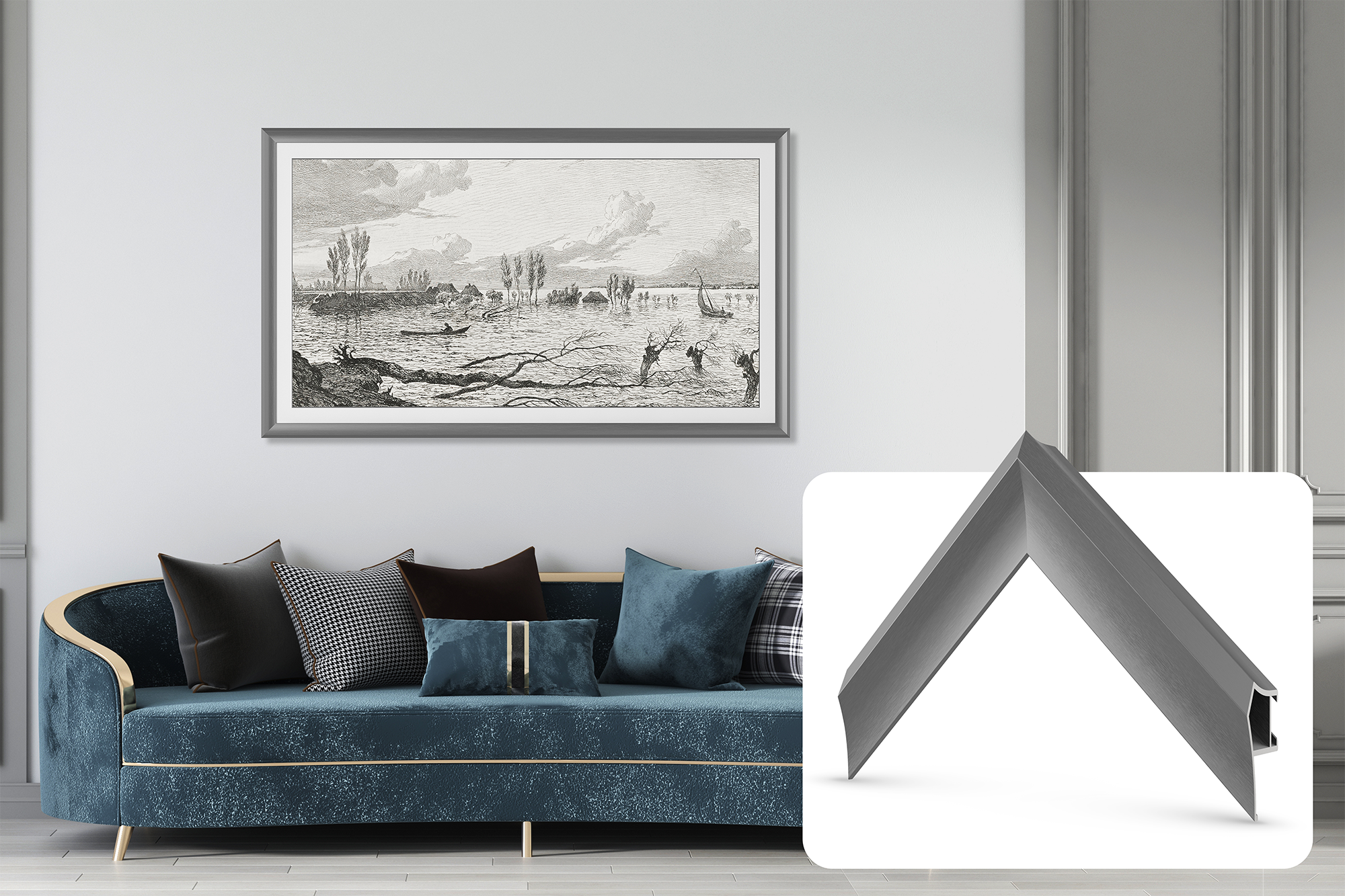 Premium Graphite Alloy Prismatic Bezel for Samsung Frame TV - Modern Slim Design for Living Room & Bedroom Wall Mounting