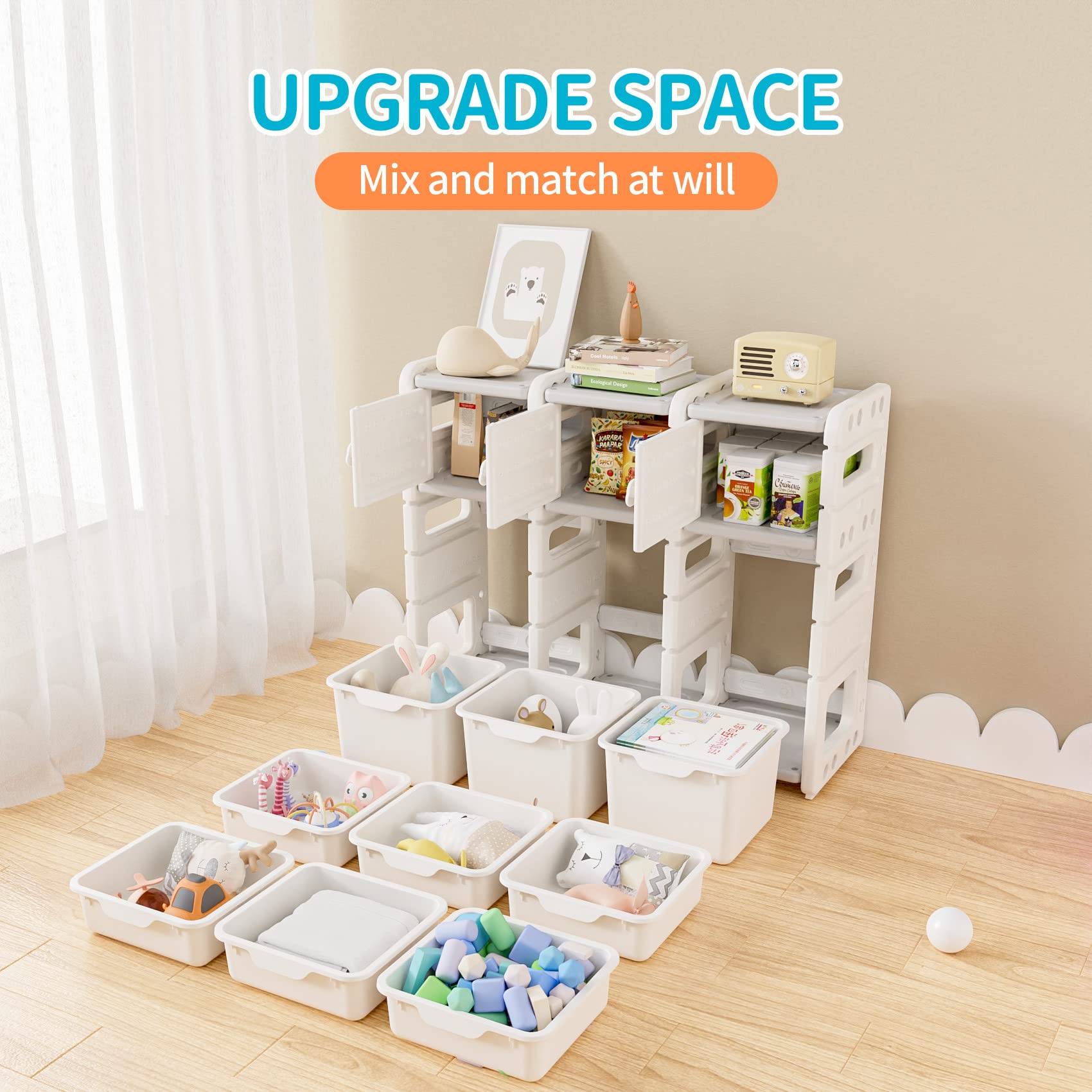 UNICOO Kids Bookshelf & Toy Organizer - 12-Cube Storage Shelf for Children's Bedroom, Playroom, Nursery or Classroom - Perfect for Organizing Toys, Books, School Supplies & Decorations