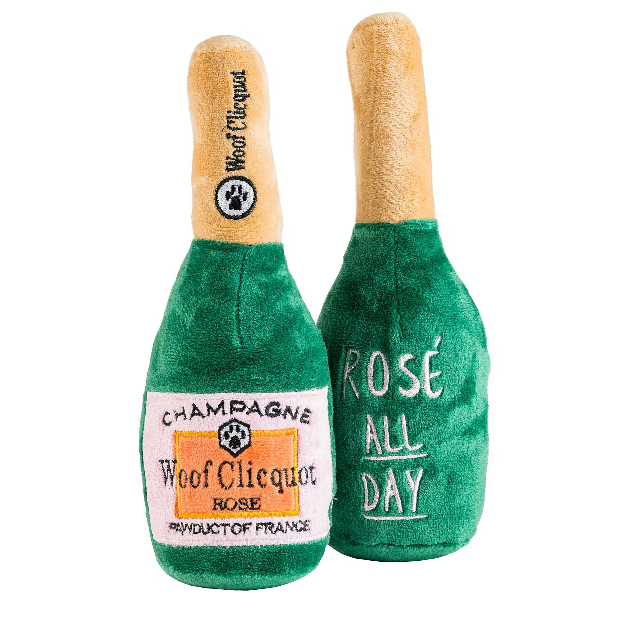 Haute Diggity Dog Woof Clicquot Rosé Champagne Bottle Dog Toy - Fun Chew Toy for Small & Large Dogs, Perfect for Playtime & Gifts