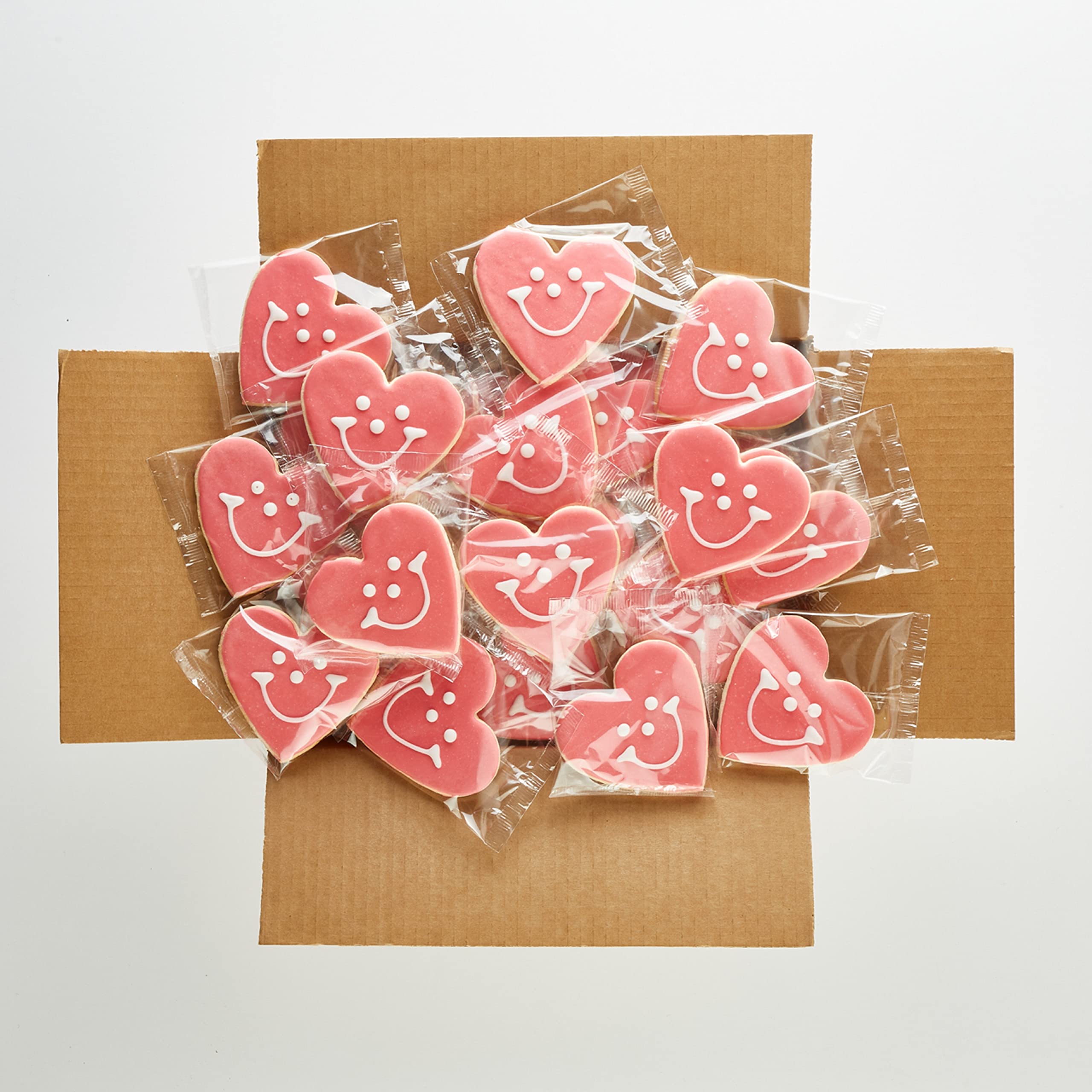 50-Pack Nut-Free Heart Shaped Smiley® Face Cookies - Perfect for Valentine's Day, Birthday Parties & School Events (Allergy-Friendly Treats)