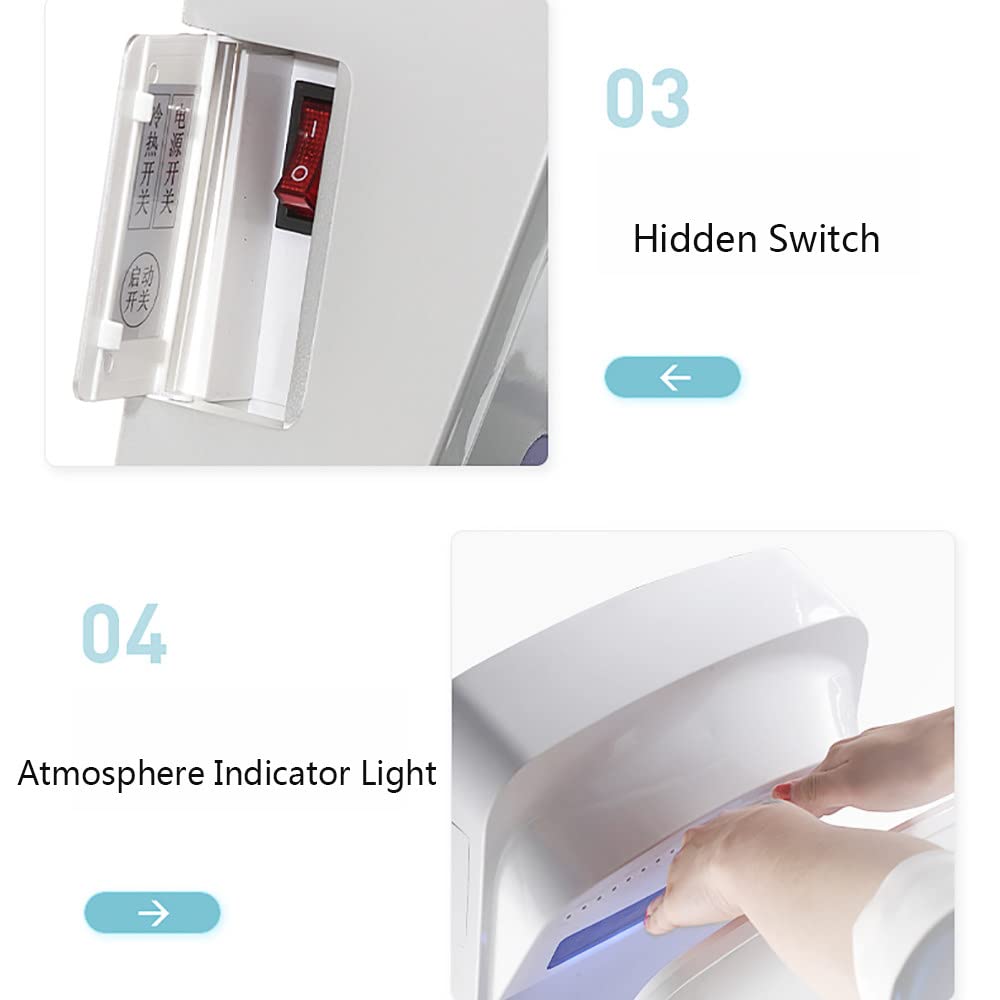 2000W High-Speed Vertical Hand Dryer - Commercial Automatic Hand Dryer with Hot/Cold Air Switch & Water Collection - Dries Hands in 5-7 Seconds - Ideal for Bathrooms, Restaurants, Hotels, and Public Restrooms (Gold)