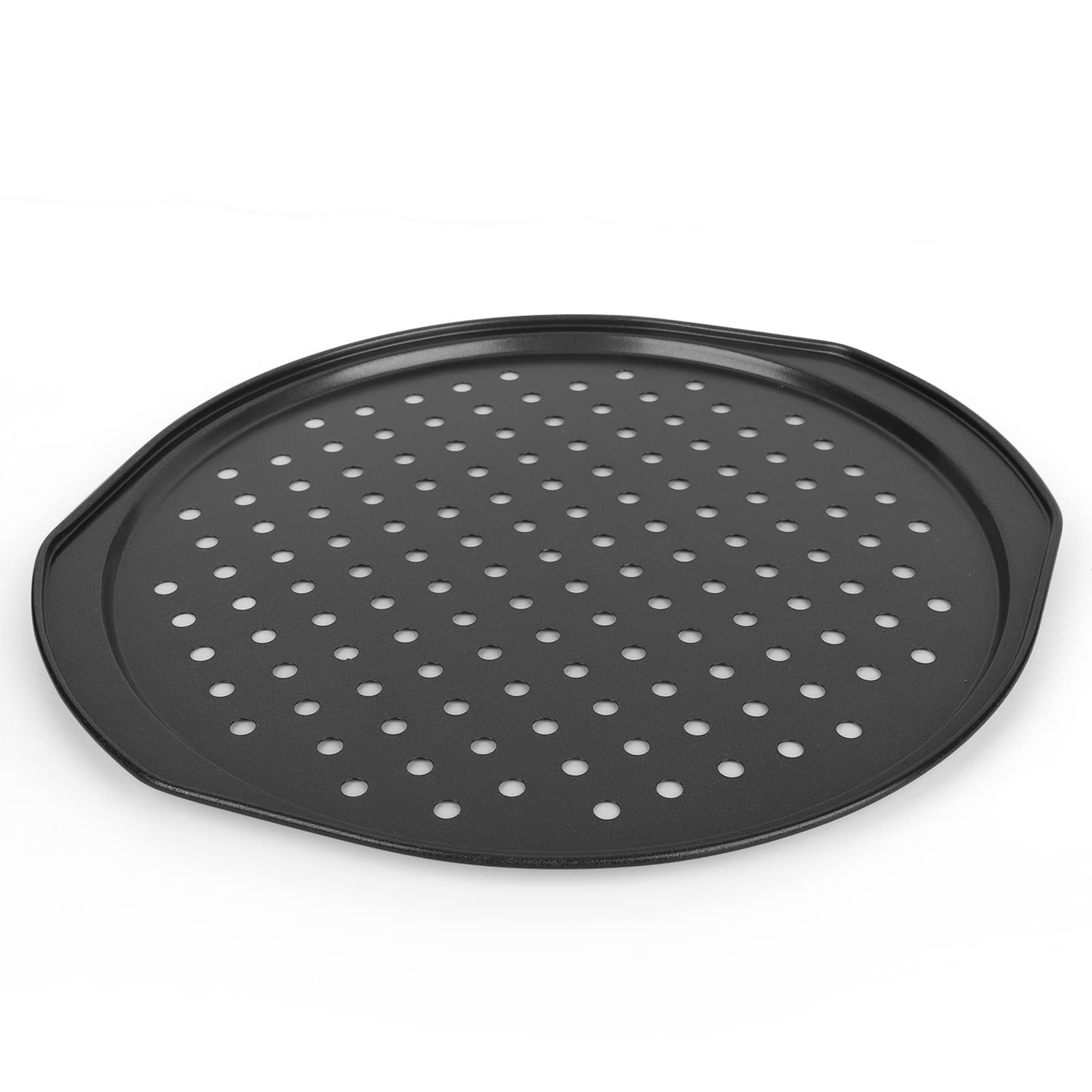 Beasea 2 Pack 12 Inch Non-Stick Carbon Steel Pizza Pan with Holes - Round Crisper Baking Tray for Home, Kitchen & Restaurant Oven - Perfect for Homemade Pizza, Bread, Cookies & Baking Parties
