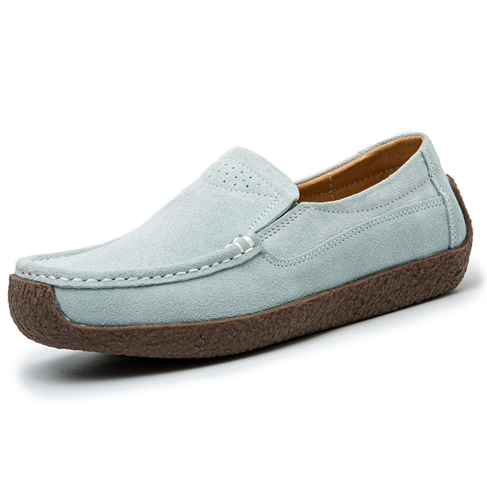 MXTSH Women's Snail Print Slip-On Loafers - Comfortable Suede Leather Flat Shoes for Casual Wear | Perfect for Work, Travel & Everyday Outfits