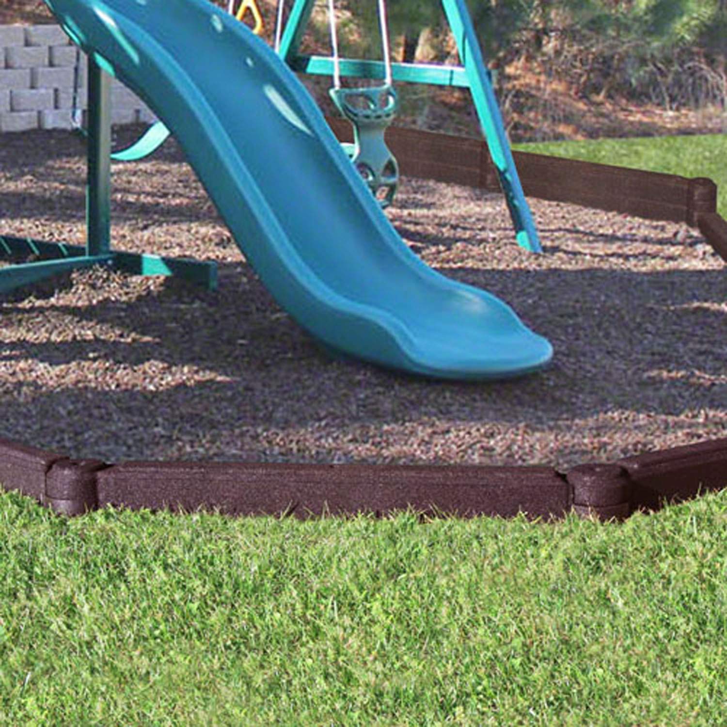 4 Foot Rubber Landscape Edging Border - Pack of 4 - Durable Brown Garden Edging for Lawns, Flower Beds & Playgrounds - Perfect for Yard Decoration & Safety Barriers