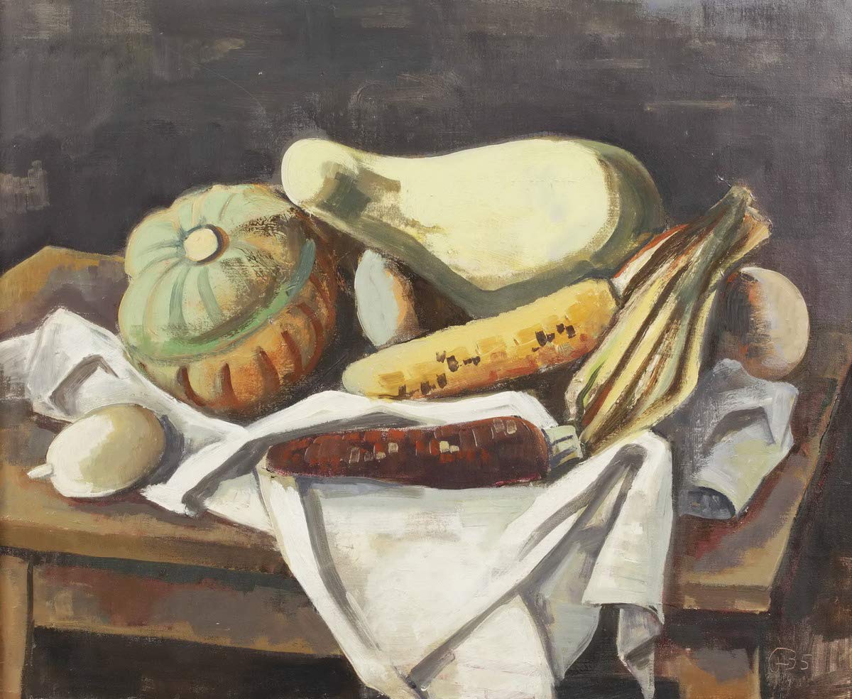 Karl Hofer Giclee Print - Still Life With Pumpkins And Corn Fine Art Reproduction - Premium Wall Decor Poster for Living Room, Bedroom & Office