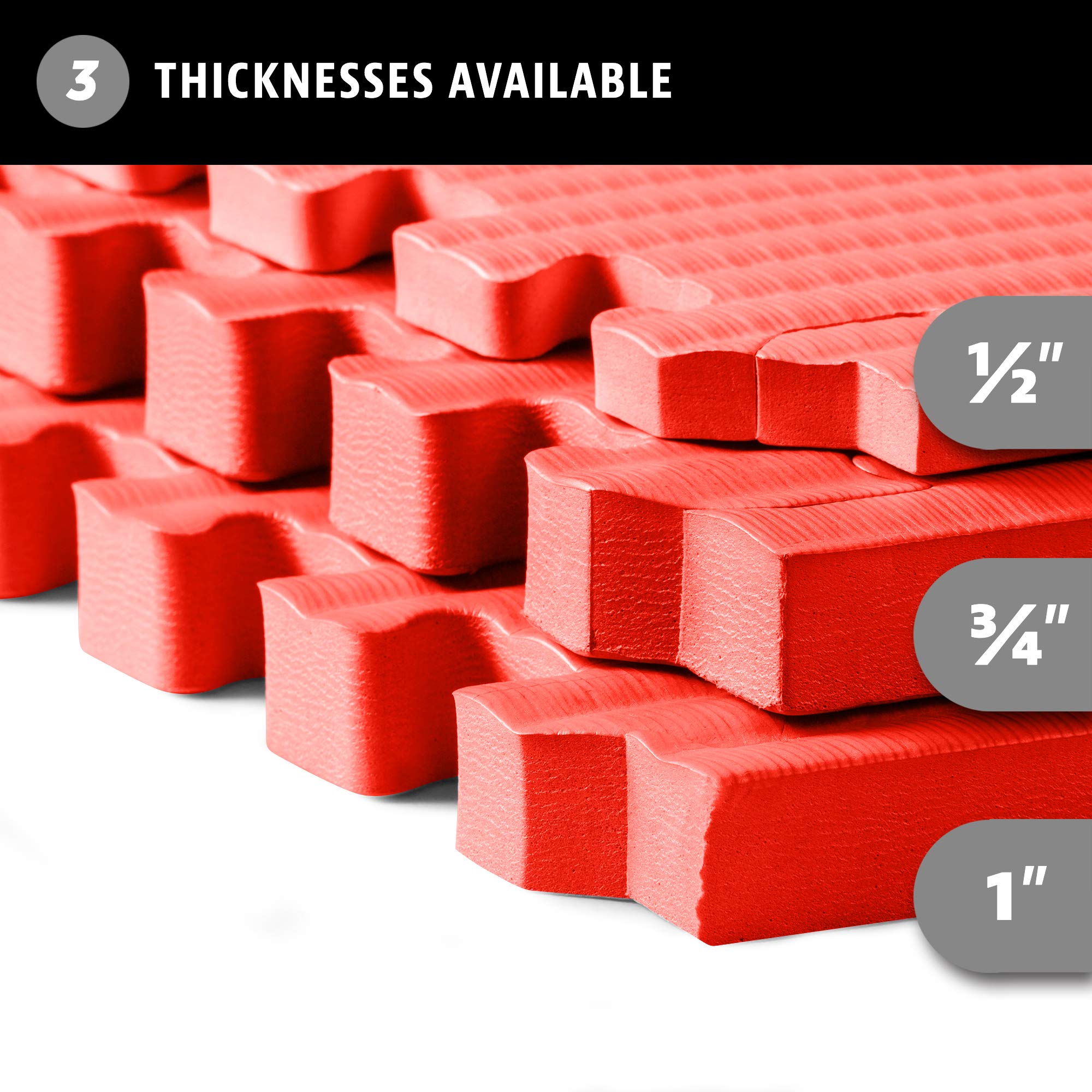 3/4 Inch Thick EVA Foam Interlocking Exercise Mats - Martial Arts, MMA, Home Gym & Anti-Fatigue Floor Tiles (24