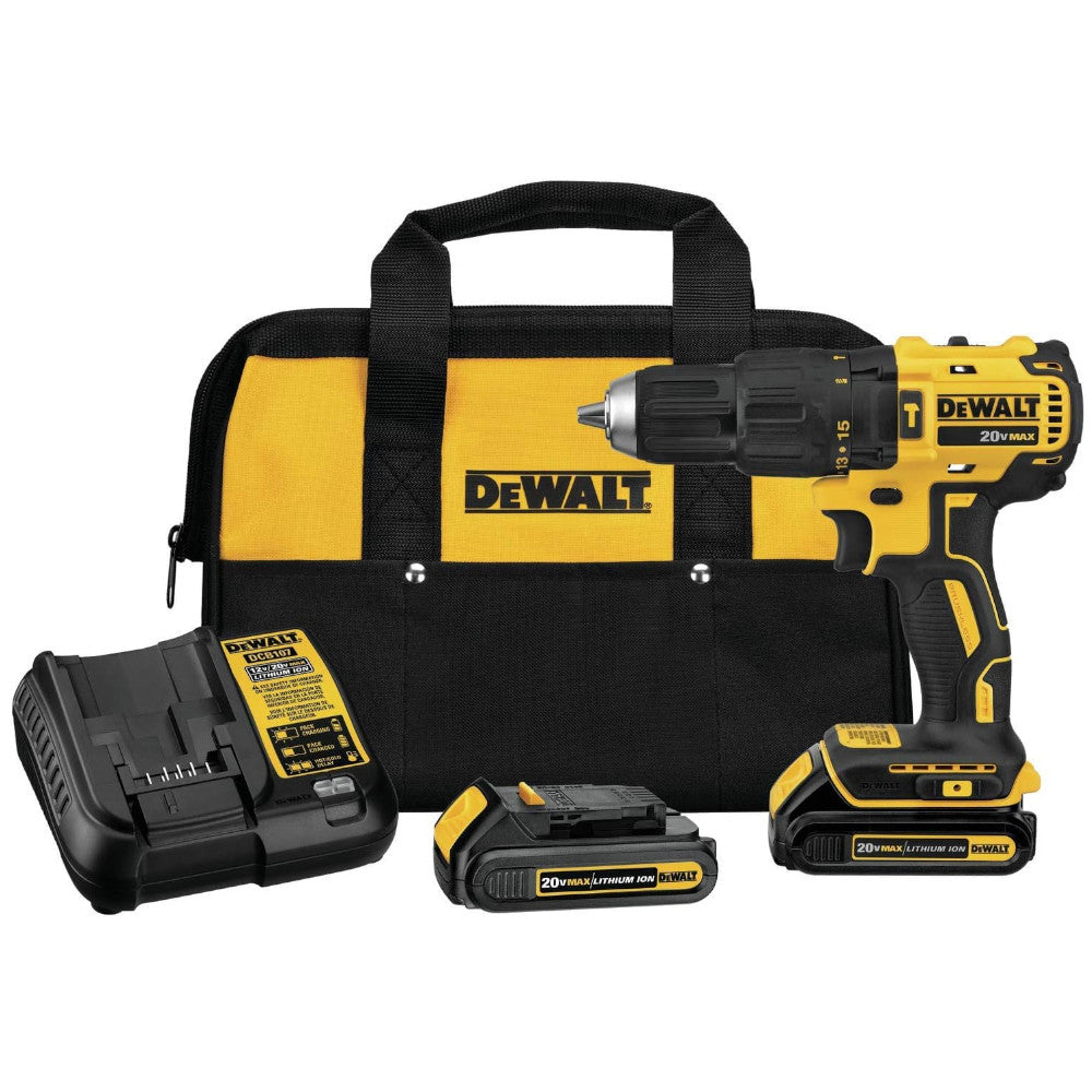 DEWALT 20V MAX Cordless Hammer Drill Kit - Compact, Powerful & Refurbished with Warranty (DCD778C2) - Perfect for DIY Projects, Home Repairs & Construction Work