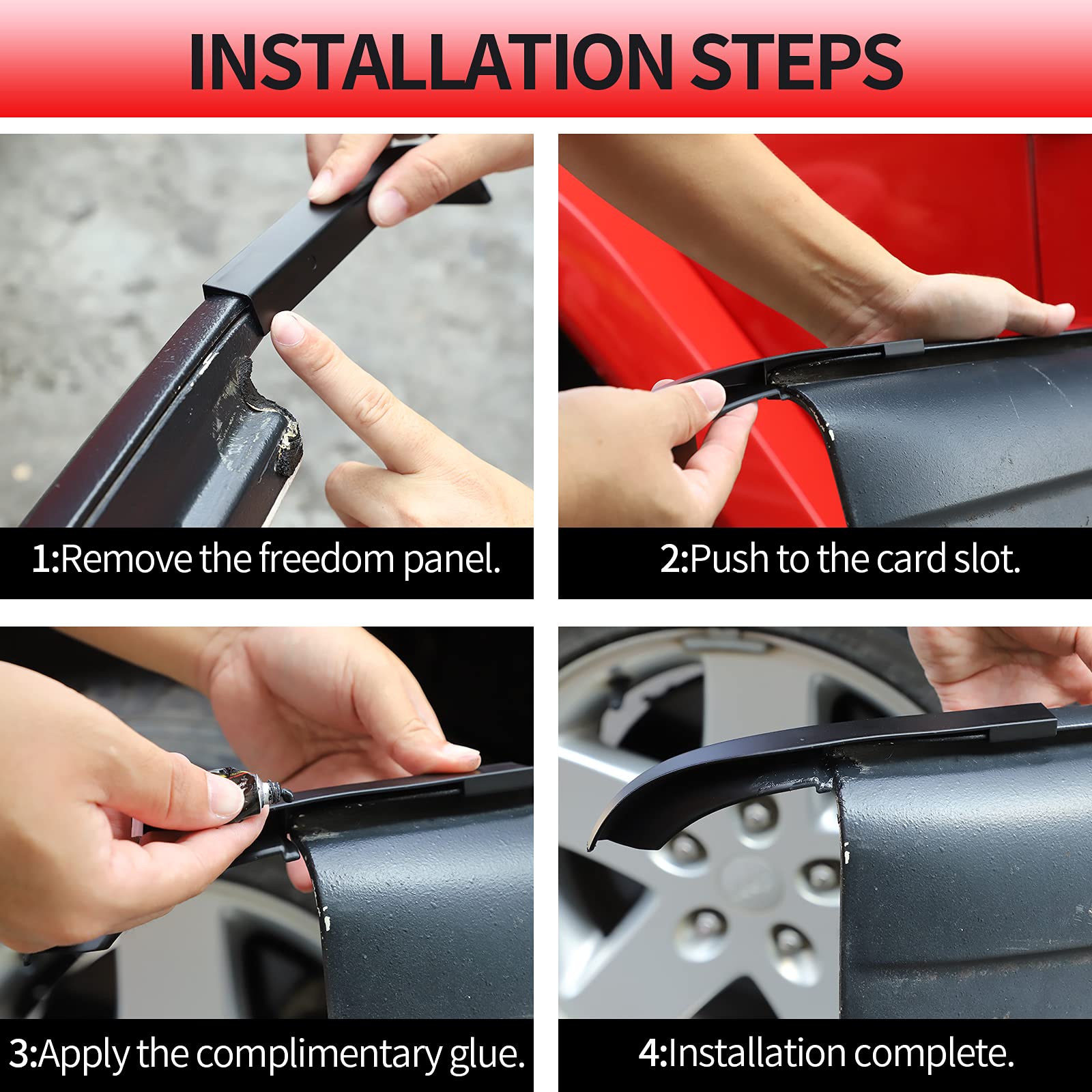 **ABS Rain Diverter & Drip Rail Extension for 2011-2017 Jeep Wrangler JK/JKU (2-Door & 4-Door) - Hardtop Rain Gutter & Water Channel Upgrade - Perfect for Off-Roading & Heavy Rain Protection**