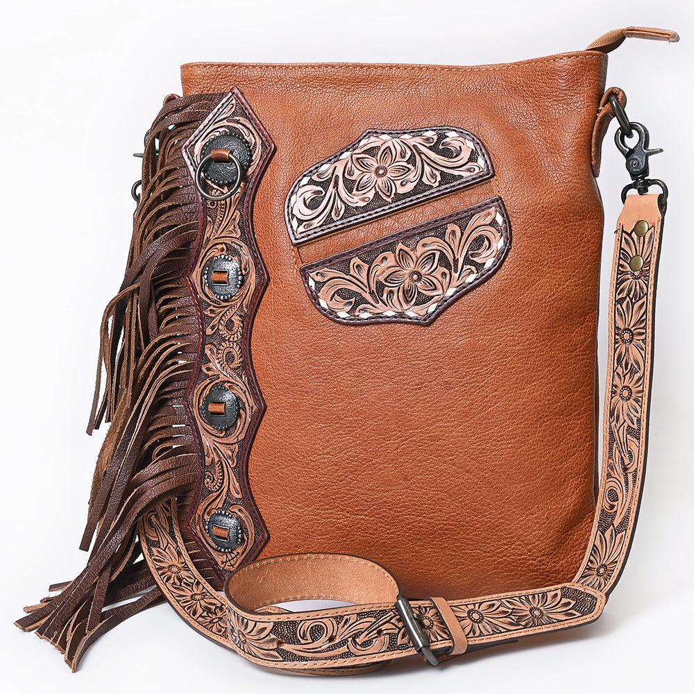 American Darling ADBG465 Genuine Leather Western Handbag for Women - Hand Tooled Chaps Bag Purse - Perfect for Rodeo, Country Music Festivals & Western Fashion
