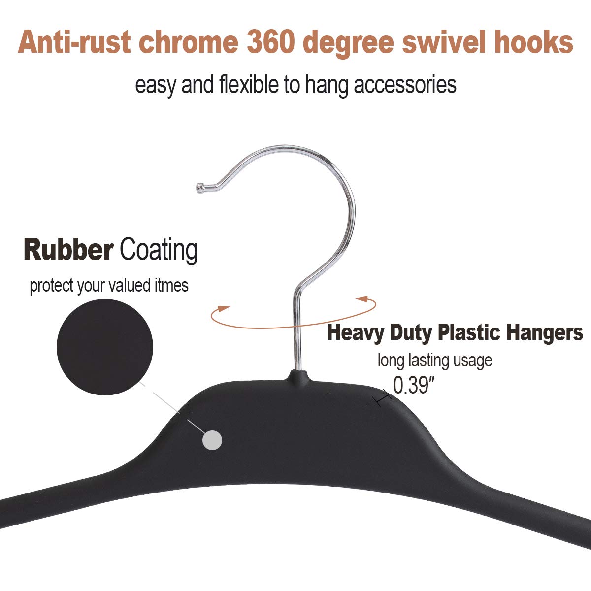 360° Swivel Belt Hanger Rack Holder - 2 Pack Heavy Duty Closet Organizer with 11 Non-Slip Rubberized Hooks, Black (14 x 0.39 x 11 Inch) - Perfect for Closet, Bedroom, Bathroom & Entryway Storage Organization