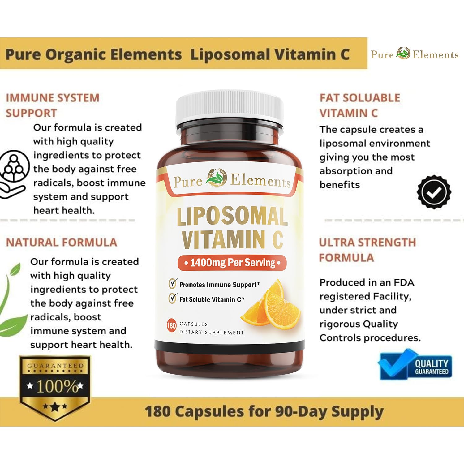 Liposomal Vitamin C 1000mg Dietary Supplement - Non-GMO, Soy Free, Gluten Free Capsules for Immune Support & Antioxidant Boost - Perfect for Daily Wellness & Travel