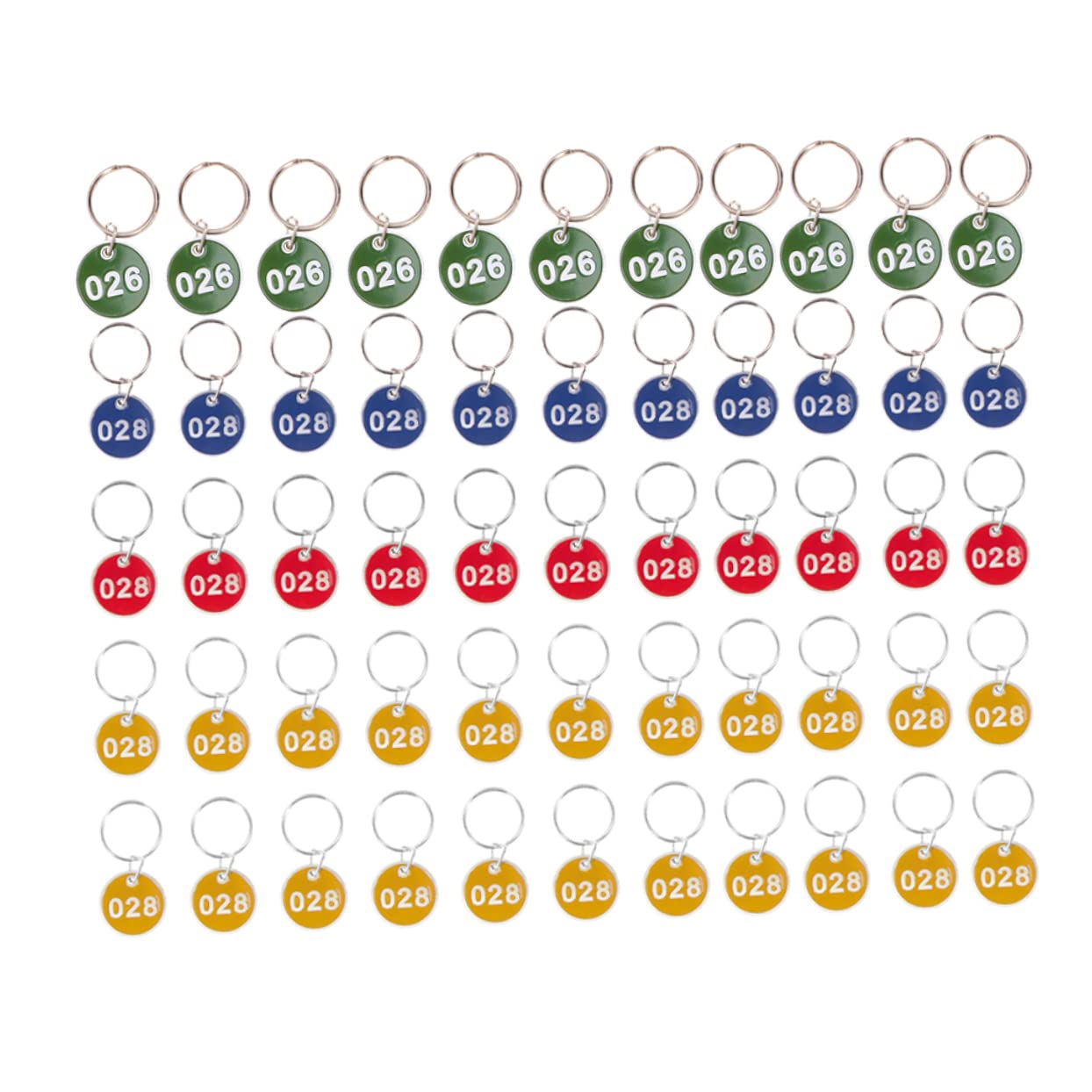 PLAFOPE Elegant Metal Number Plates Key Ring - 50pcs Luggage Tags for Easy Identification (Random Colors) - Perfect for Travel, Suitcases, Backpacks & Key Organization