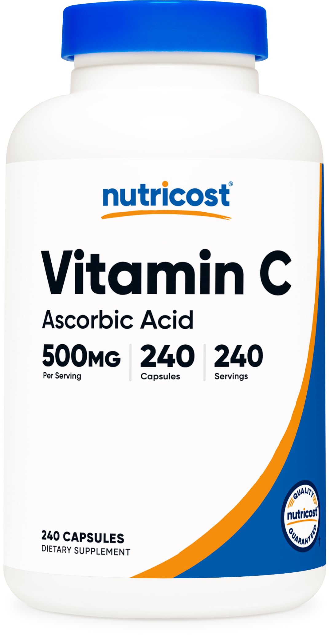 Nutricost Vitamin C 500mg, 240 Capsules - Vegetarian, Gluten Free, Non-GMO Supplement for Immune Support & Skin Health - Daily Wellness & Antioxidant Boost