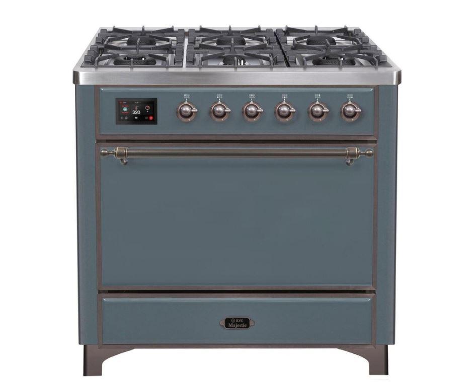 ILVE 36 Inch Majestic II Series Natural/Propane Gas Cooktop with 6 Sealed Burners & Electric Oven - Stainless Steel Range (UM09FDQNS3) - Perfect for Home Kitchens, Restaurants, and Culinary Enthusiasts