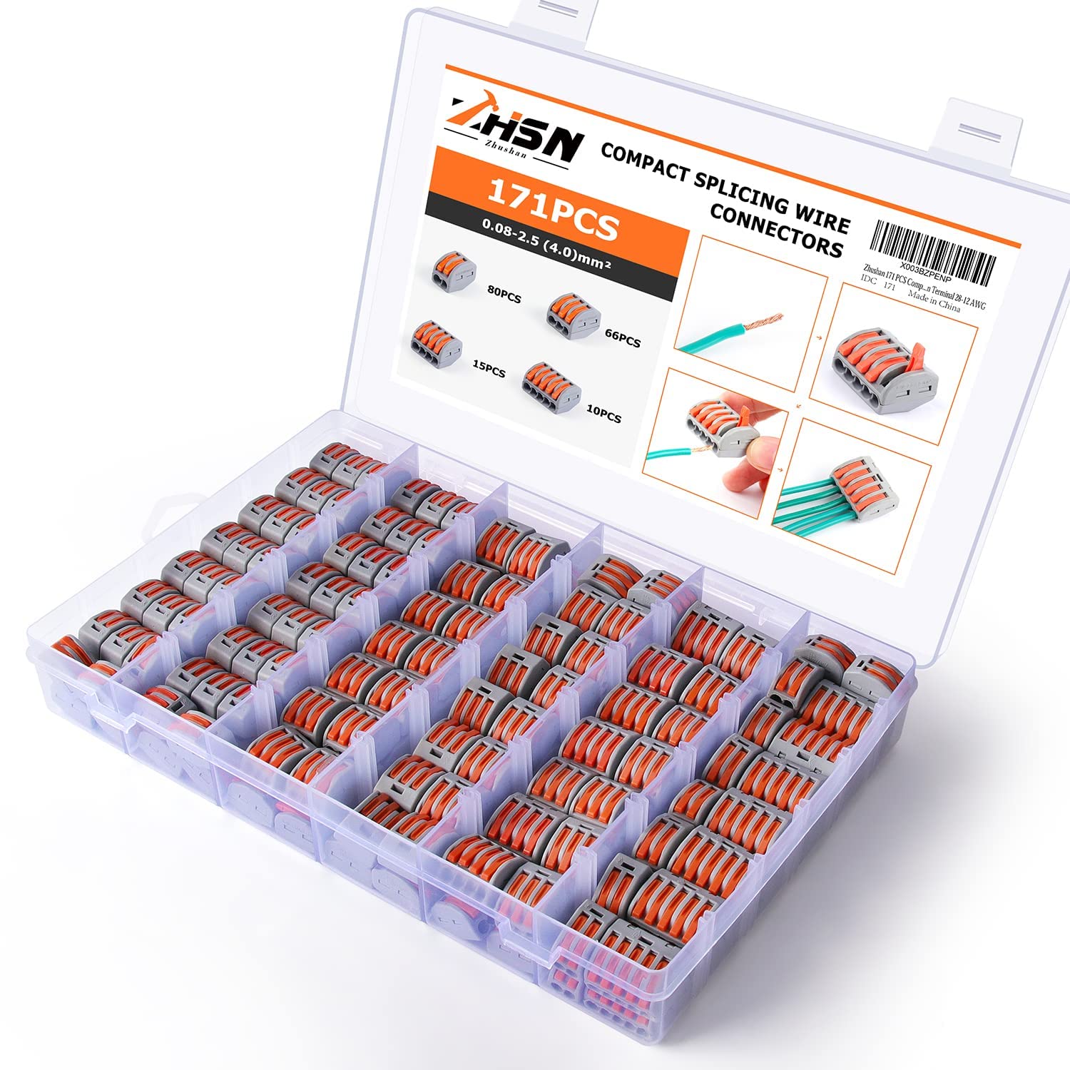 171 PCS Lever Wire Connectors Kit - Electrical Wire Nuts for 28-12 AWG, Compact Splicing Connectors with Quick Disconnect, 2/3/4/5 Conductor Combination - Ideal for Home Wiring, Electrical Repairs, and DIY Projects