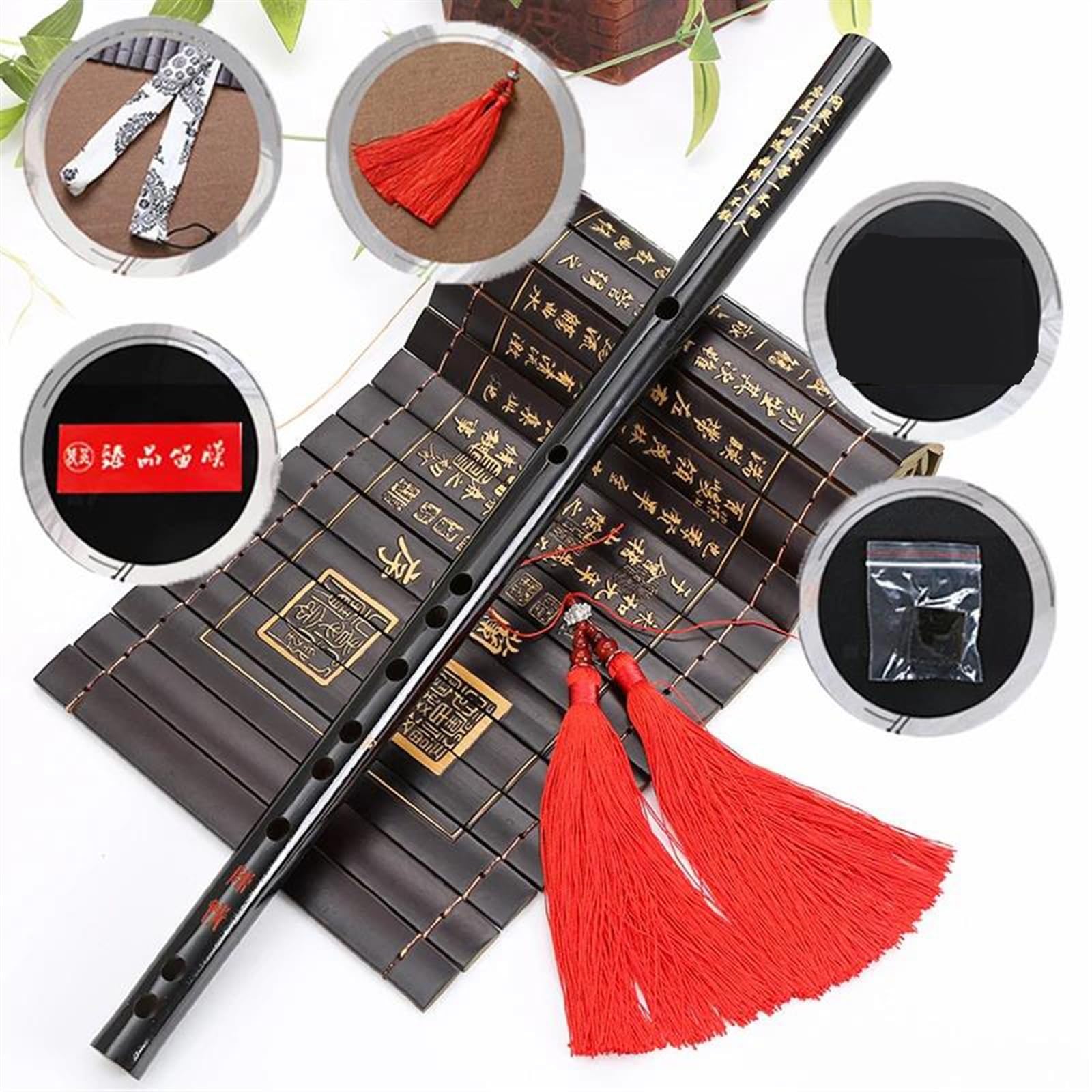Professional Chinese Bamboo Flute - Traditional Wooden Wind Instrument, Handcrafted Dizi in Key of E - Perfect for Beginners, Performances & Meditation Music