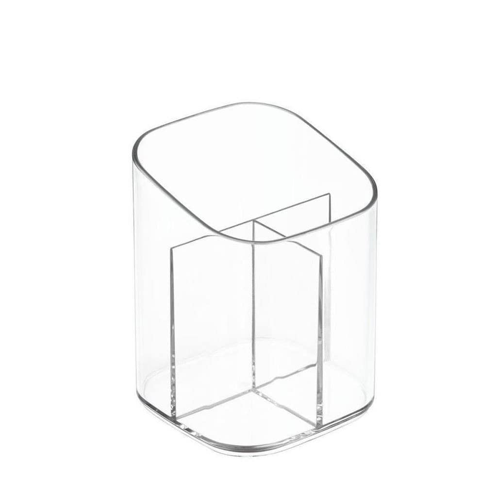Clear Acrylic Storage Box for Pens, Pencils & Makeup Brushes - Transparent Cosmetic Organizer with Lid - Perfect for Desktop, Vanity or Office Organization (One Size)