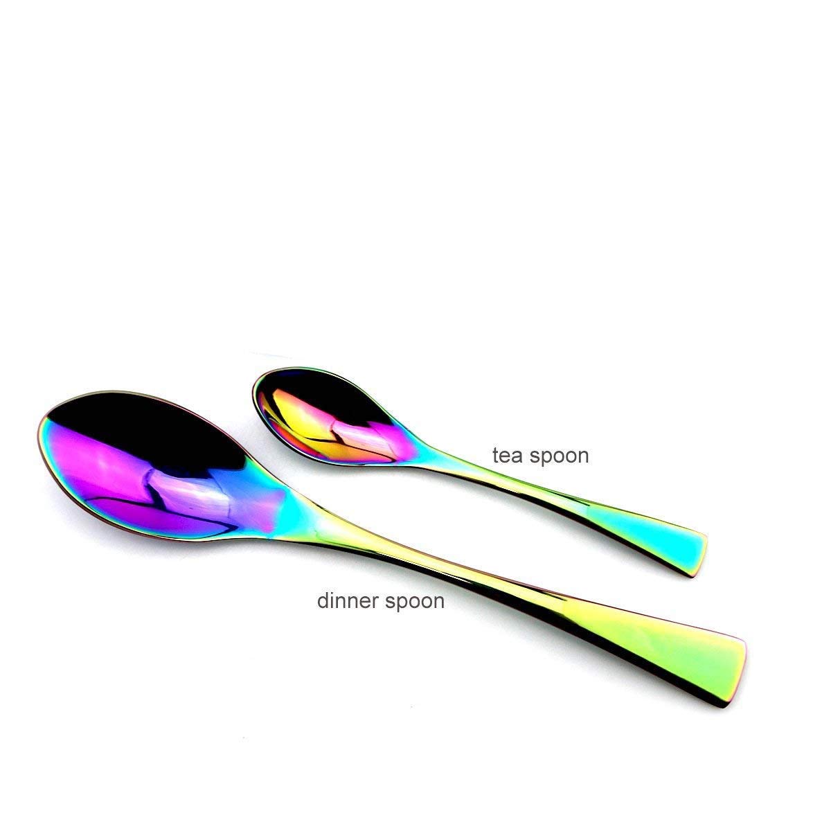 24-Piece Stainless Steel Silverware Set - 304 Grade Dinnerware Cutlery with Knives, Forks & Spoons - Shiny Rainbow Tableware for Restaurants, Weddings & Home Dining (Silver)