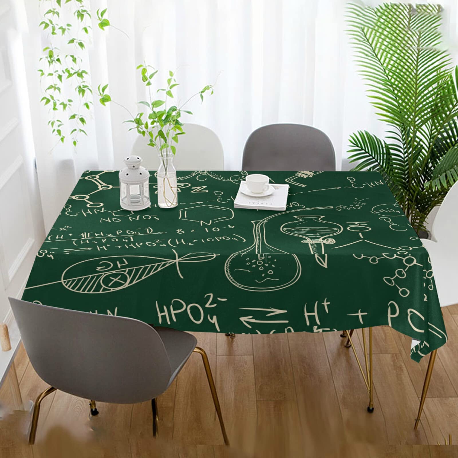 ALAZA 54 x 54 Inch Washable Science Chemistry Laboratory Print Tablecloth - Durable Table Cover for Dining Tables, Camping, Buffet Parties & Themed Decor