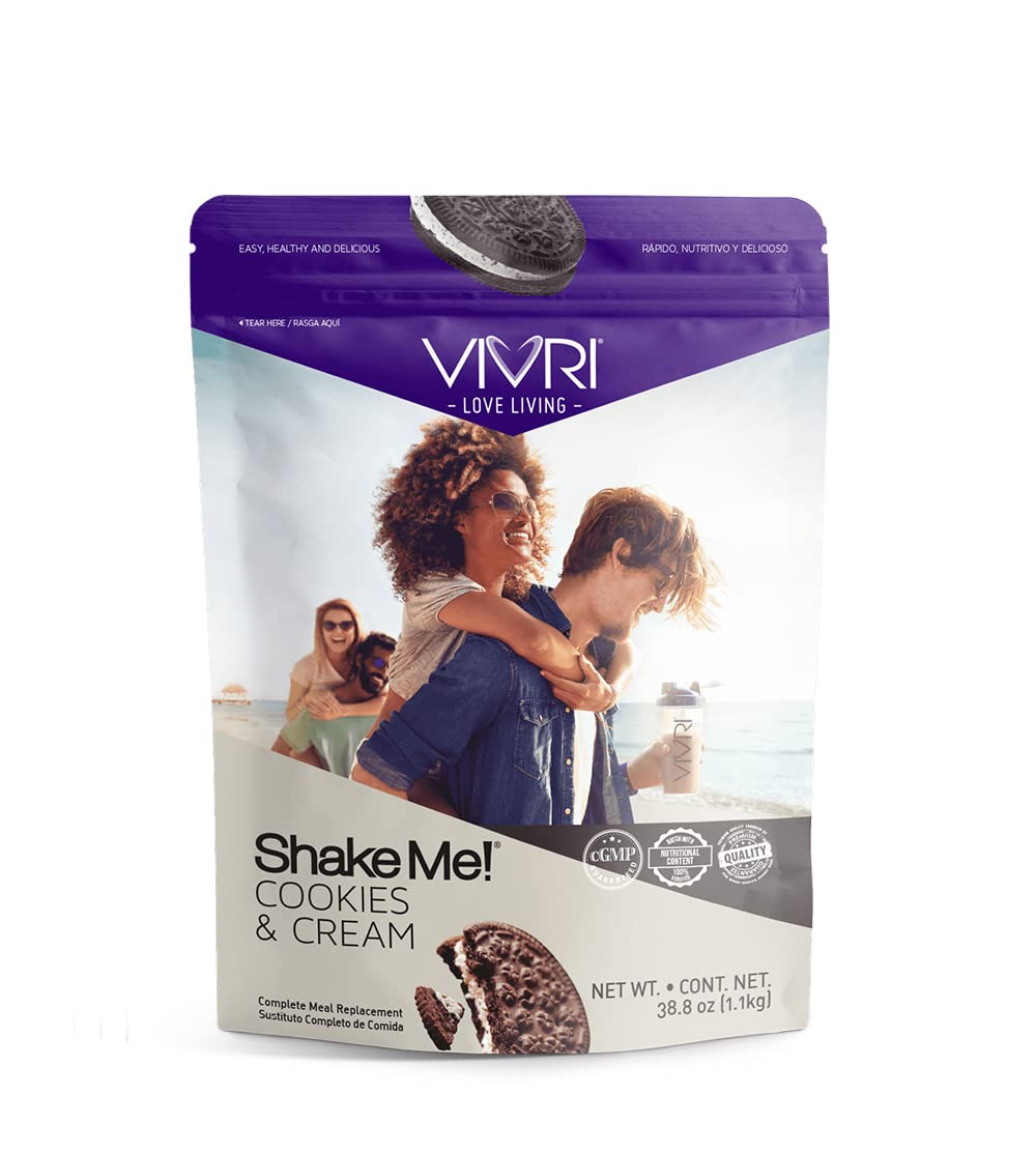 VIVRI Shake Me! Cookies & Cream Protein Powder - 20 Servings | High Protein Meal Replacement & Vegan Snack | Gluten Free Whey Protein | Perfect for Post-Workout Recovery, Weight Management & On-the-Go Nutrition | Mixes Easily in Shaker Bottle with Water