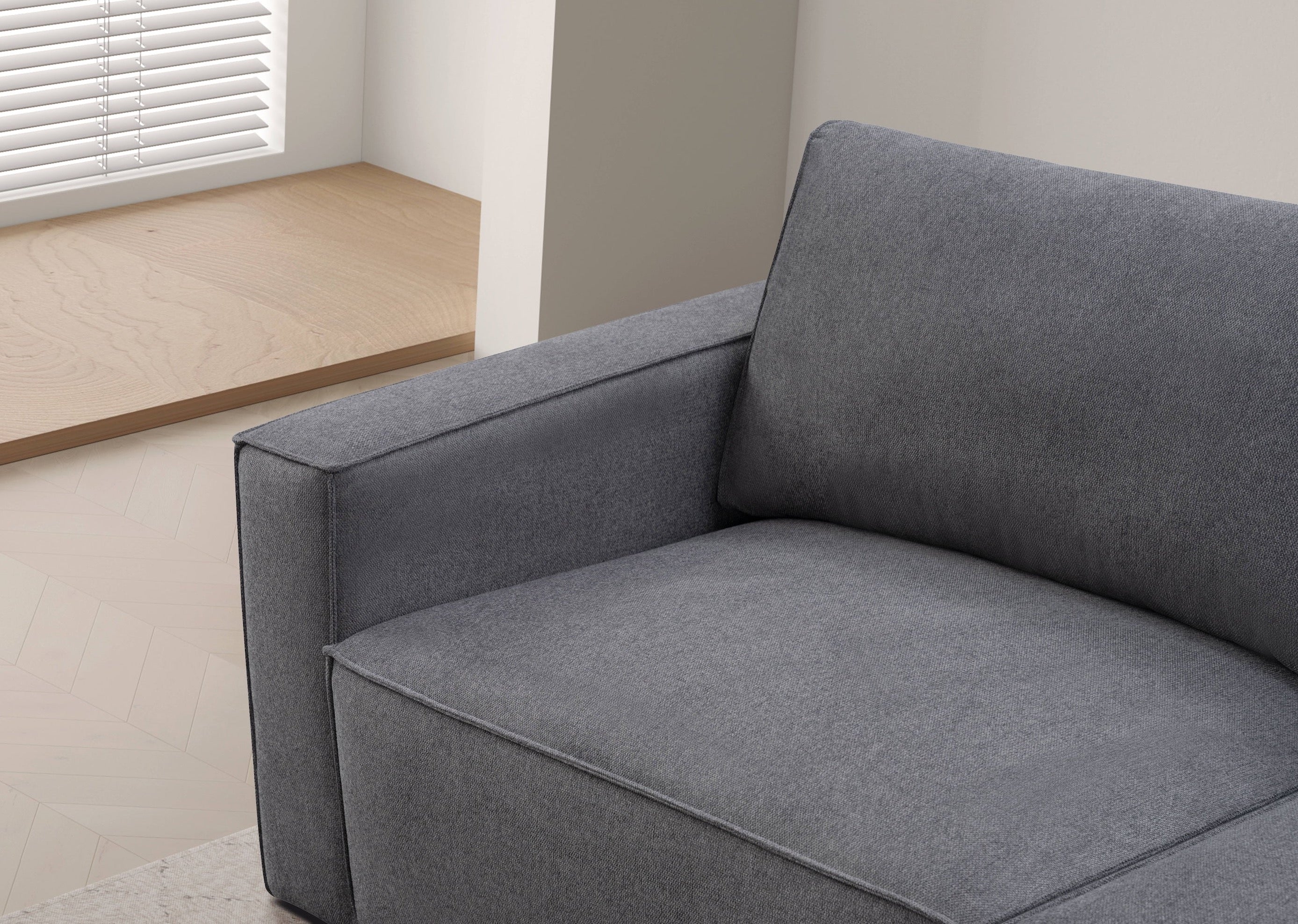 Premium Maui 3-Seater Sofa with Ottoman - Elk Hazy Brown Fabric - Perfect for Living Room, Lounge & Family Room Relaxation