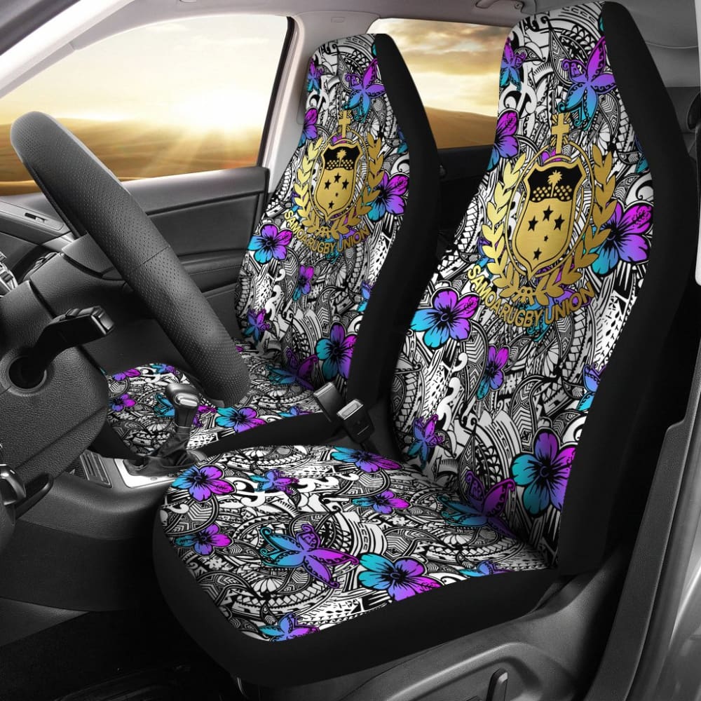 American Samoa Car Seat Cover - Hibiscus Ocean Flowers Design 211904 | Durable & Stylish for Cars, Trucks, SUVs