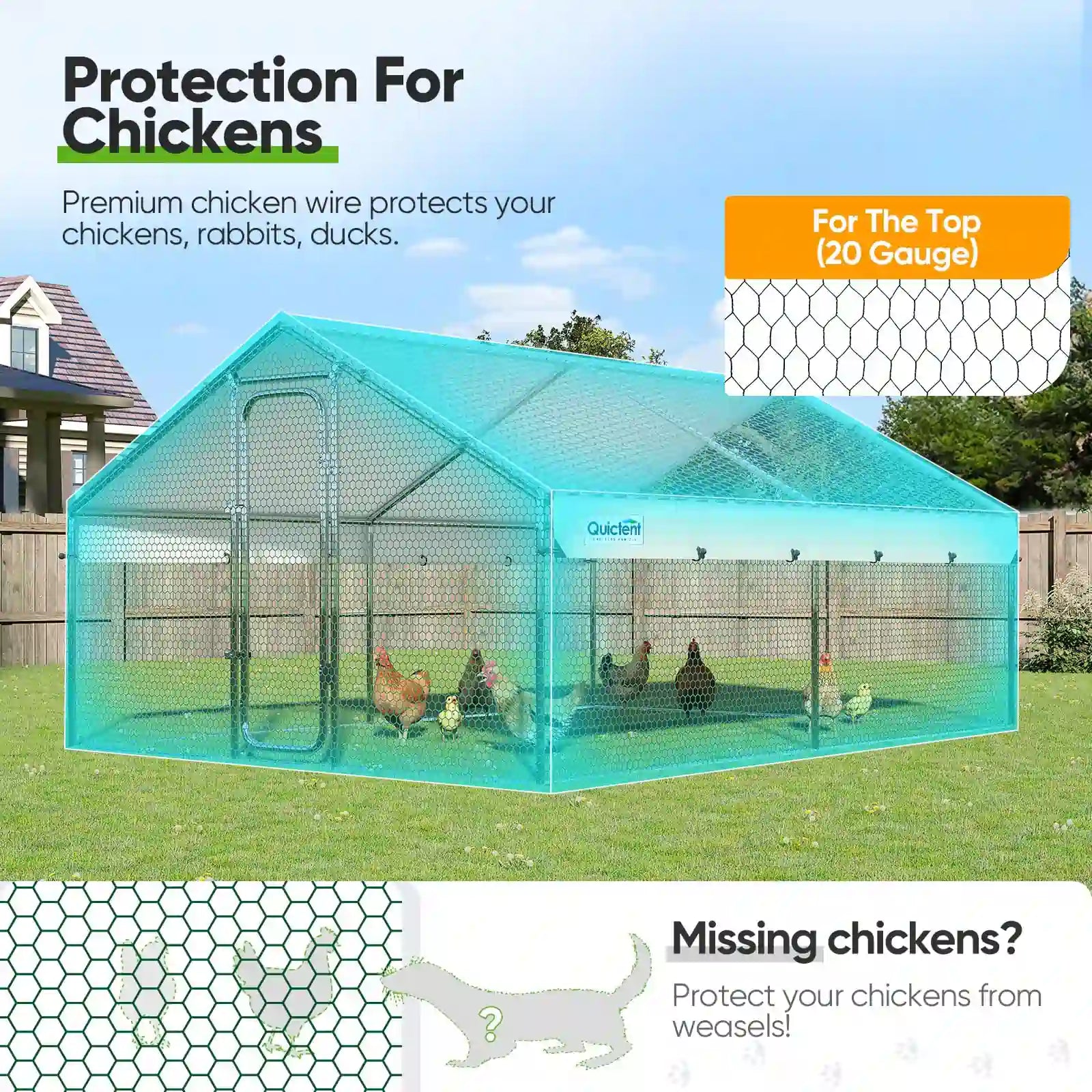 Large Metal Chicken Coop Run - Durable Outdoor Poultry Pen for Hens & Roosters - Perfect for Backyard Farming & Free Range Chicken Keeping