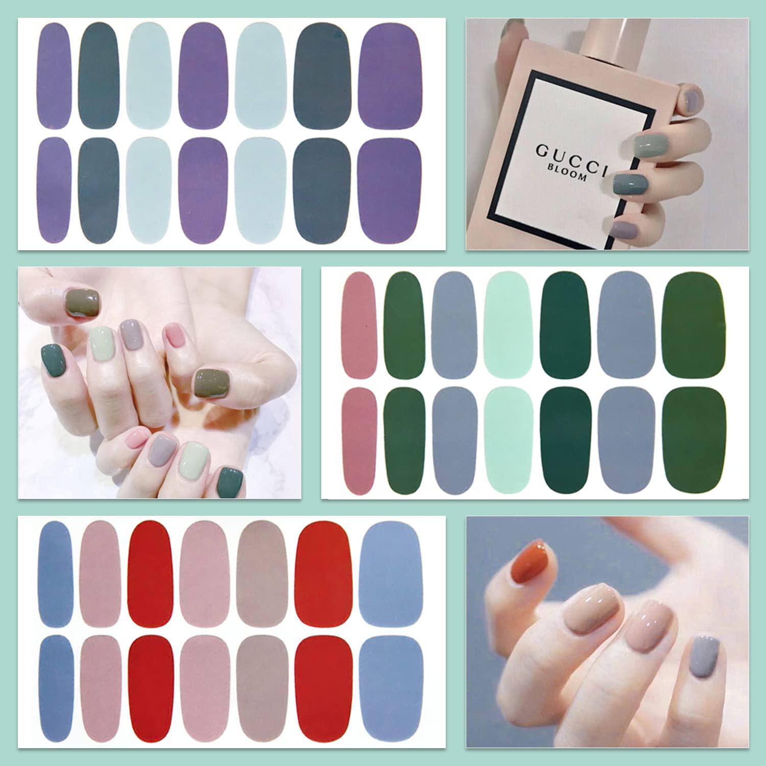 WOKOTO 20 Sheets Mix Solid Nail Polish Strips with Nail File - DIY Gel Nail Art Stickers for Women | Full Coverage Nail Wraps & Color Strips | Perfect for Home Manicures, Parties & Gifts