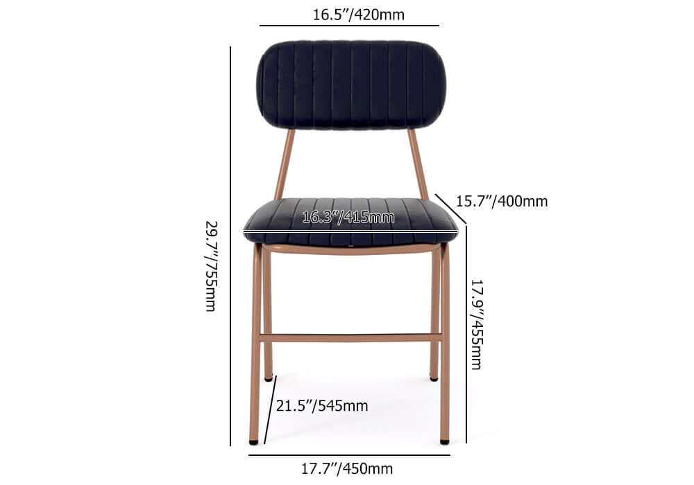 Modern Brown Dining Chairs Set of 2 - Faux Leather Upholstered & Sturdy Metal Frame - Perfect for Kitchen, Dining Room, and Small Space Decor