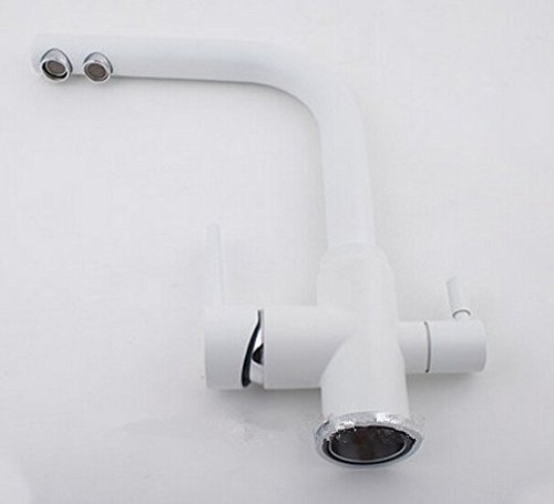 GOWE White Single Hole Deck Mounted Kitchen Sink Vessel Faucet - Mixer Tap with Baked Finish for Direct Drinking Water | Perfect for Modern Kitchens, Bathrooms & Bar Sinks
