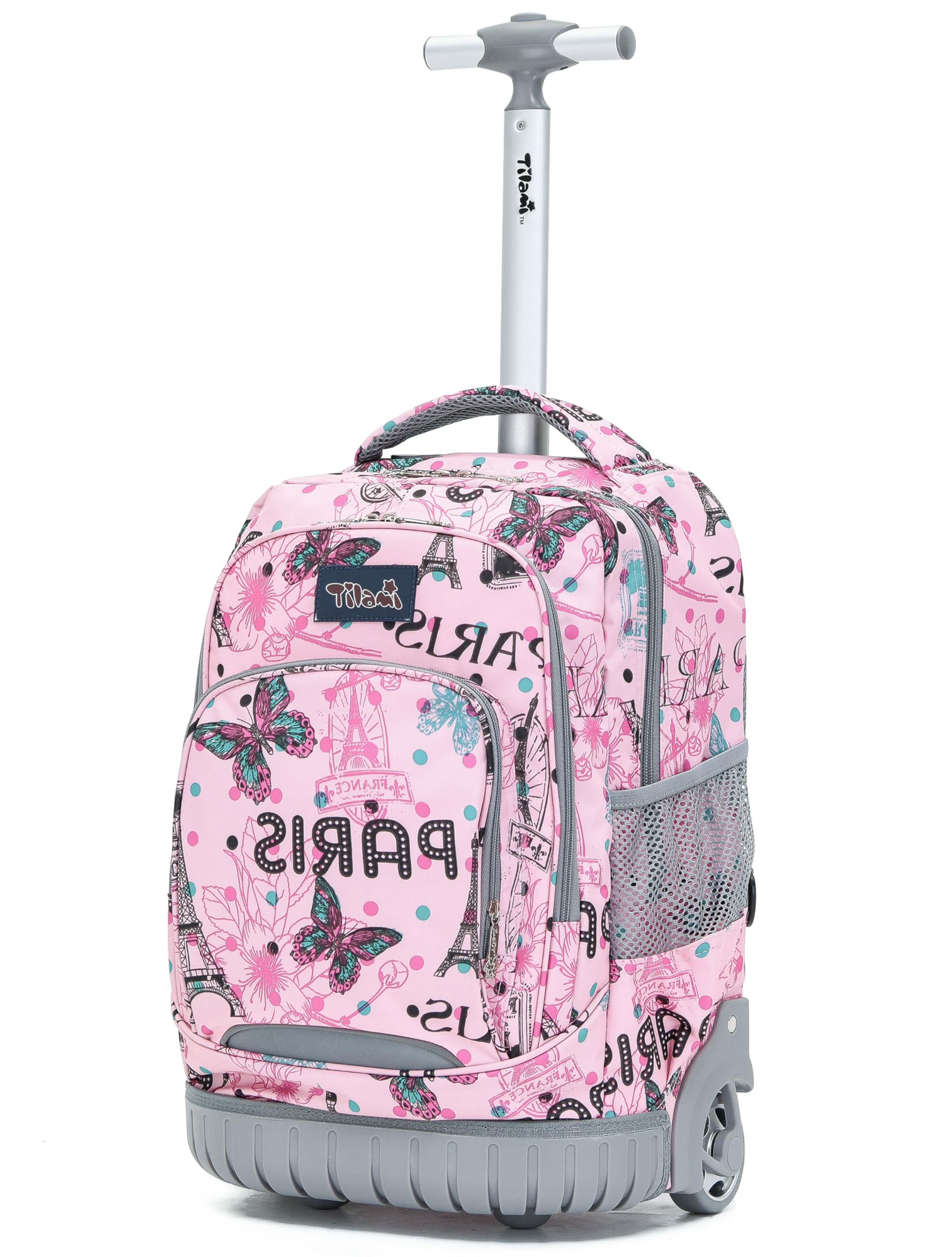 TILAMI 18 Inch Rolling Backpack for Kids - Wheeled Laptop Backpack with Extendable Handle, Durable School Travel Backpack for Boys & Girls - Perfect for School, Airplane, and Daily Commute