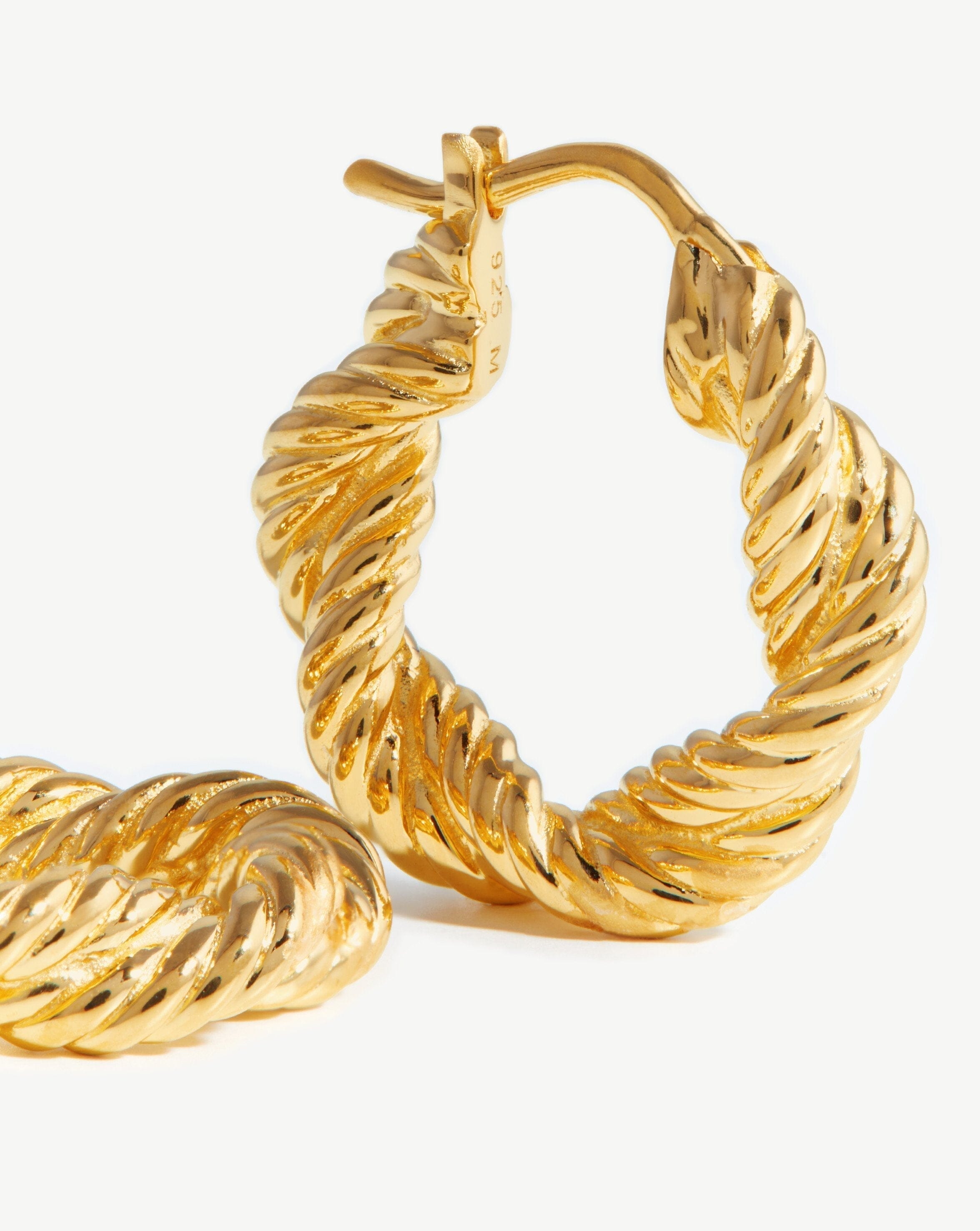Marina Double Rope Hoop Earrings for Women - 14K Gold Plated Dainty Boho Jewelry - Perfect for Everyday Wear, Date Night & Beach Vacation