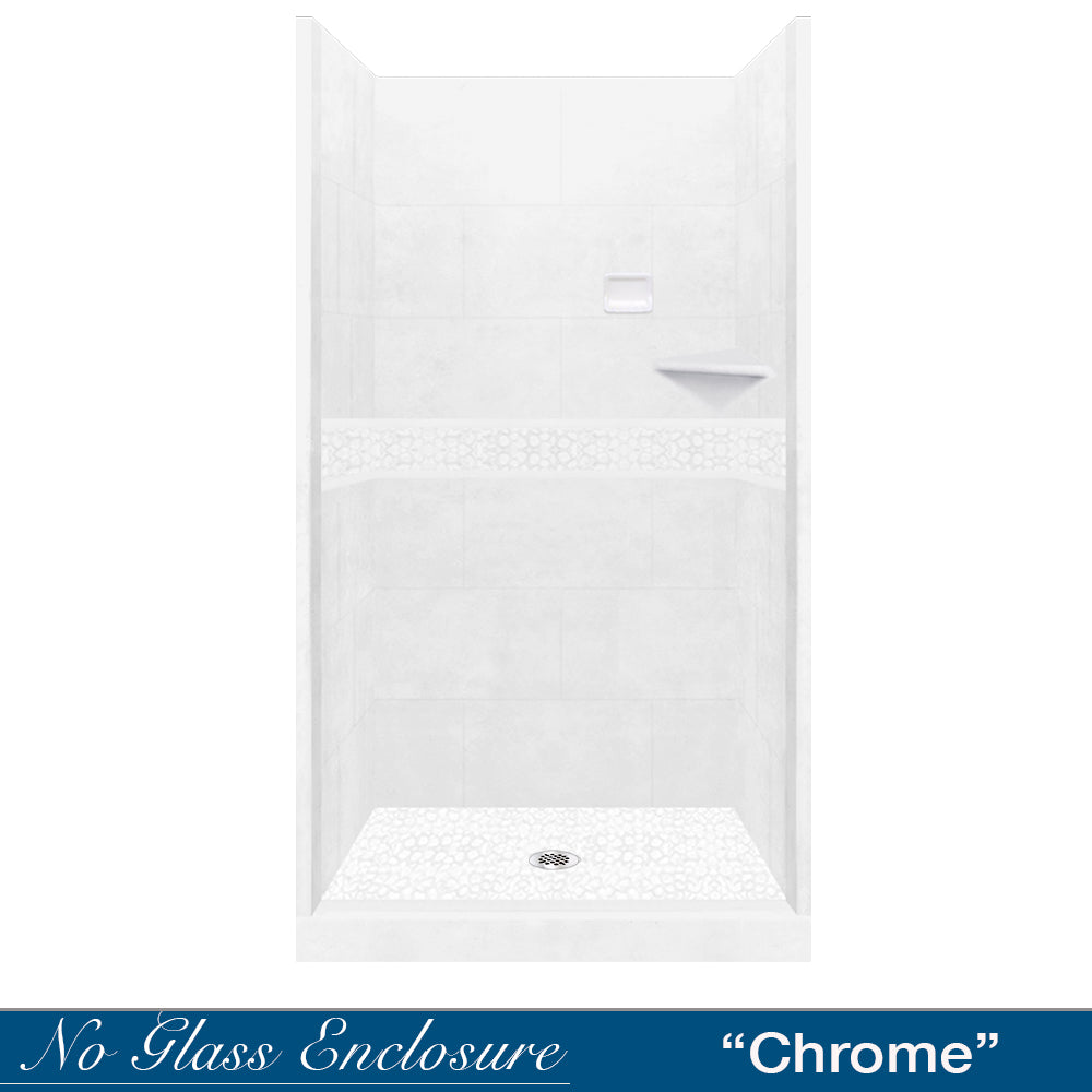 Alcove Natural Buff Sistine Stone & Pebble Stone Accent - DIY Shower Remodel Kit for Bathroom Renovation | Perfect for Spa-Like Shower Floors and Wall Decor