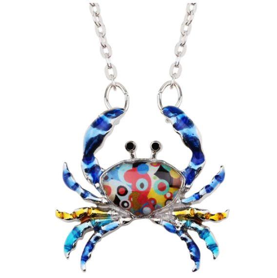 Cute Crab Enamel Pendant Necklace - Stylish Marine-Themed Jewelry for Women, Beach Vacation & Summer Outfits