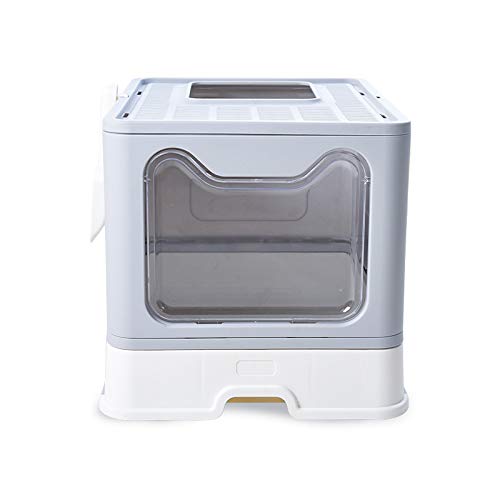 APFKKF Large Collapsible Enclosed Cat Litter Box with Drawer - Extra Space for Multiple Cats, Odor Control & Privacy - Perfect for Home, Apartment & Travel Use
