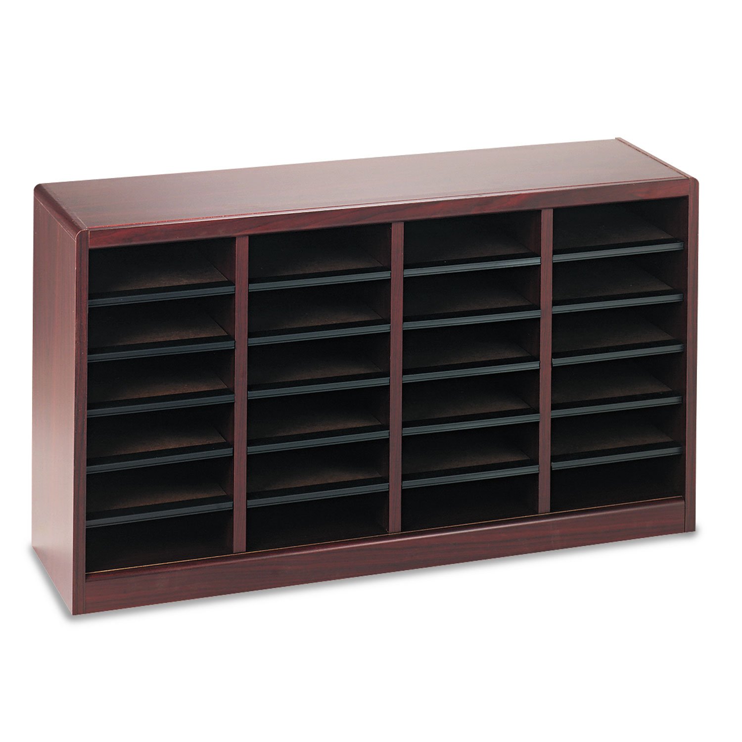 Safco 9311MH E-Z Stor Wood Literature Organizer - 24 Compartment Mahogany File Organizer for Office, Home & Classroom - Perfect for Documents, Books & Stationery Storage