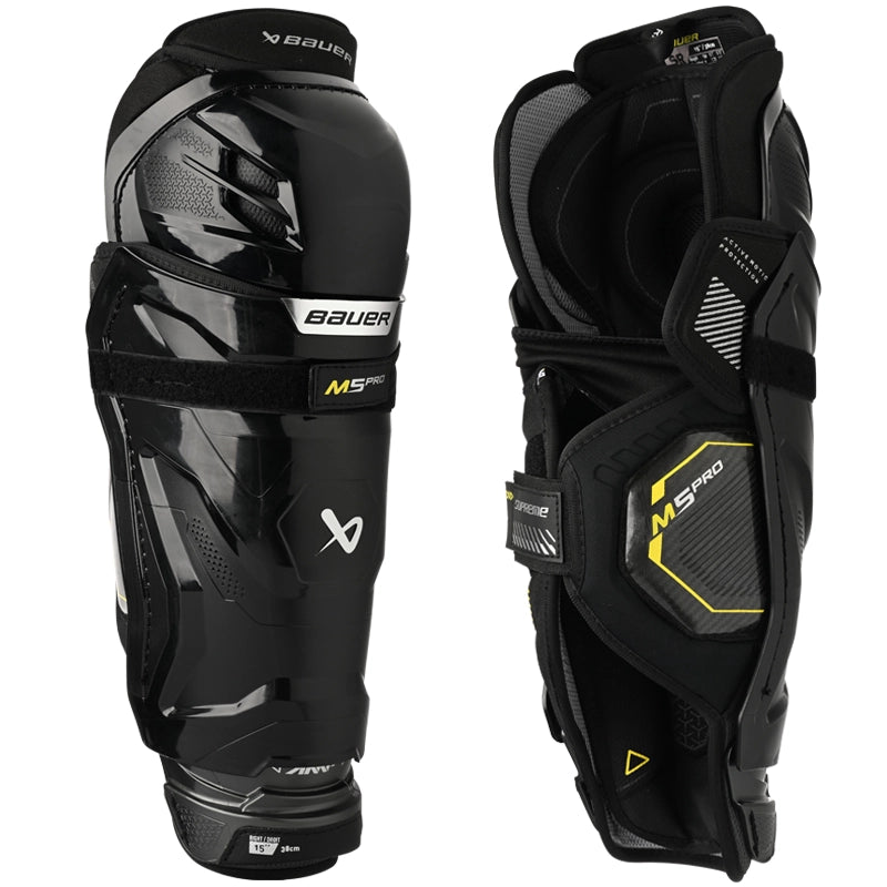 Bauer Supreme M5 Pro Senior Hockey Shin Guards - Lightweight & Durable Protection for Ice Hockey Players - Perfect for Games, Practices & Training