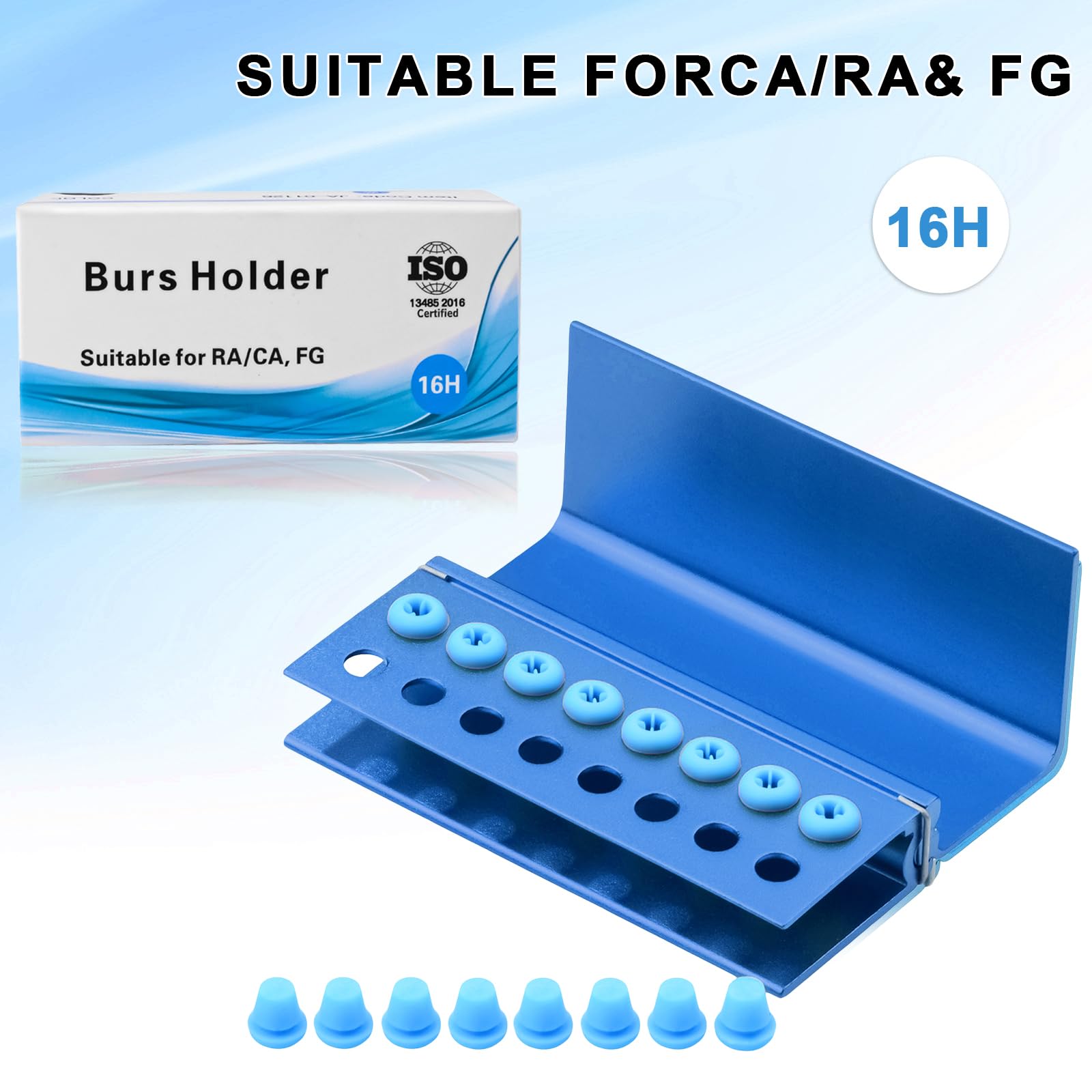 3PCS Aluminum Alloy Endo Box with Cover - 16 Hole Bur Holder & Organizer for Dental Tools | Sterilizable Case for Dental Clinics & Labs (Blue)