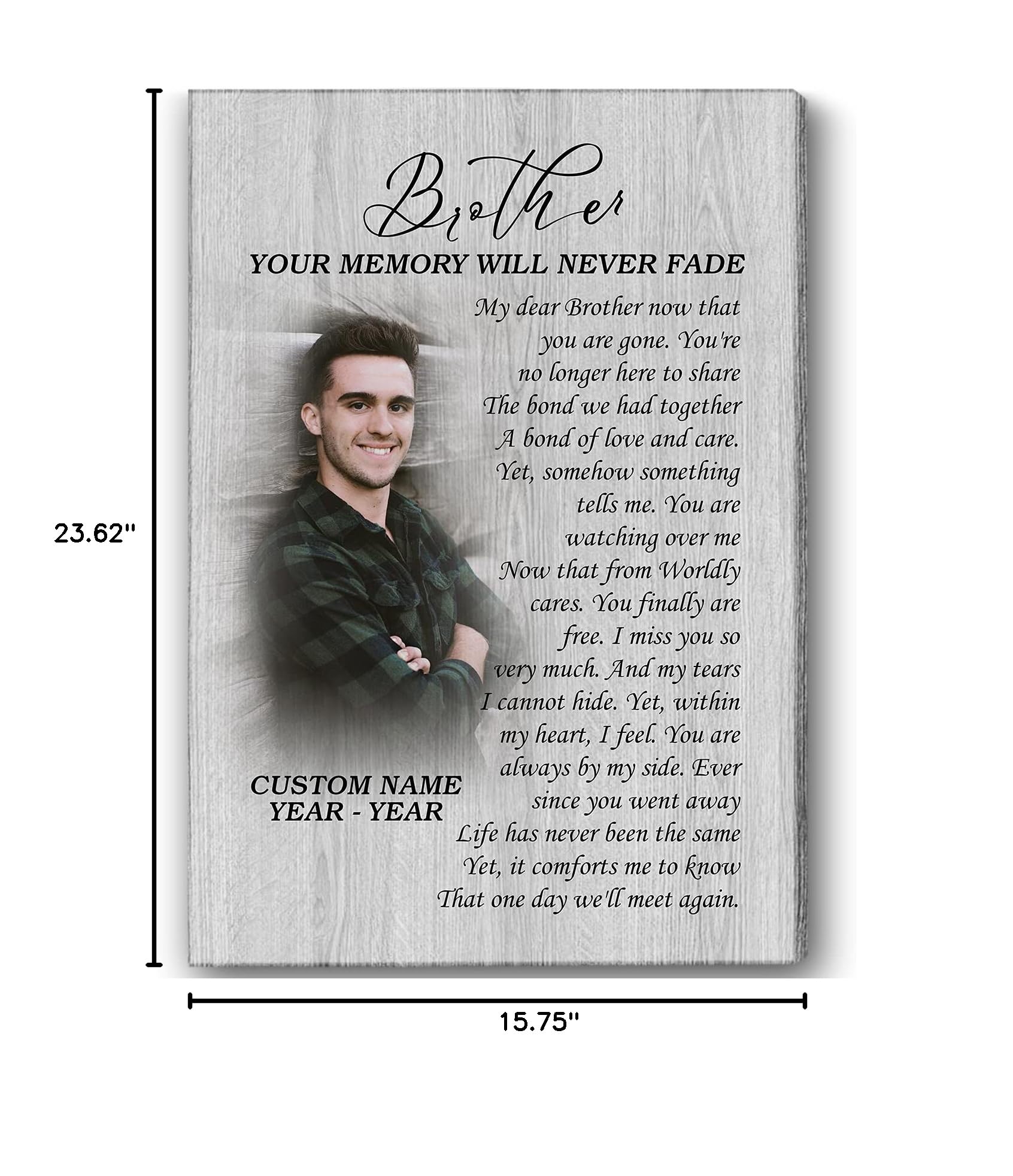 Personalized Brother Memorial Canvas - Sympathy & Bereavement Gift for Loss of Brother - In Memory Keepsake - 12x16 Inch - Perfect for Home Memorial, Condolence Gift, or Remembrance Display